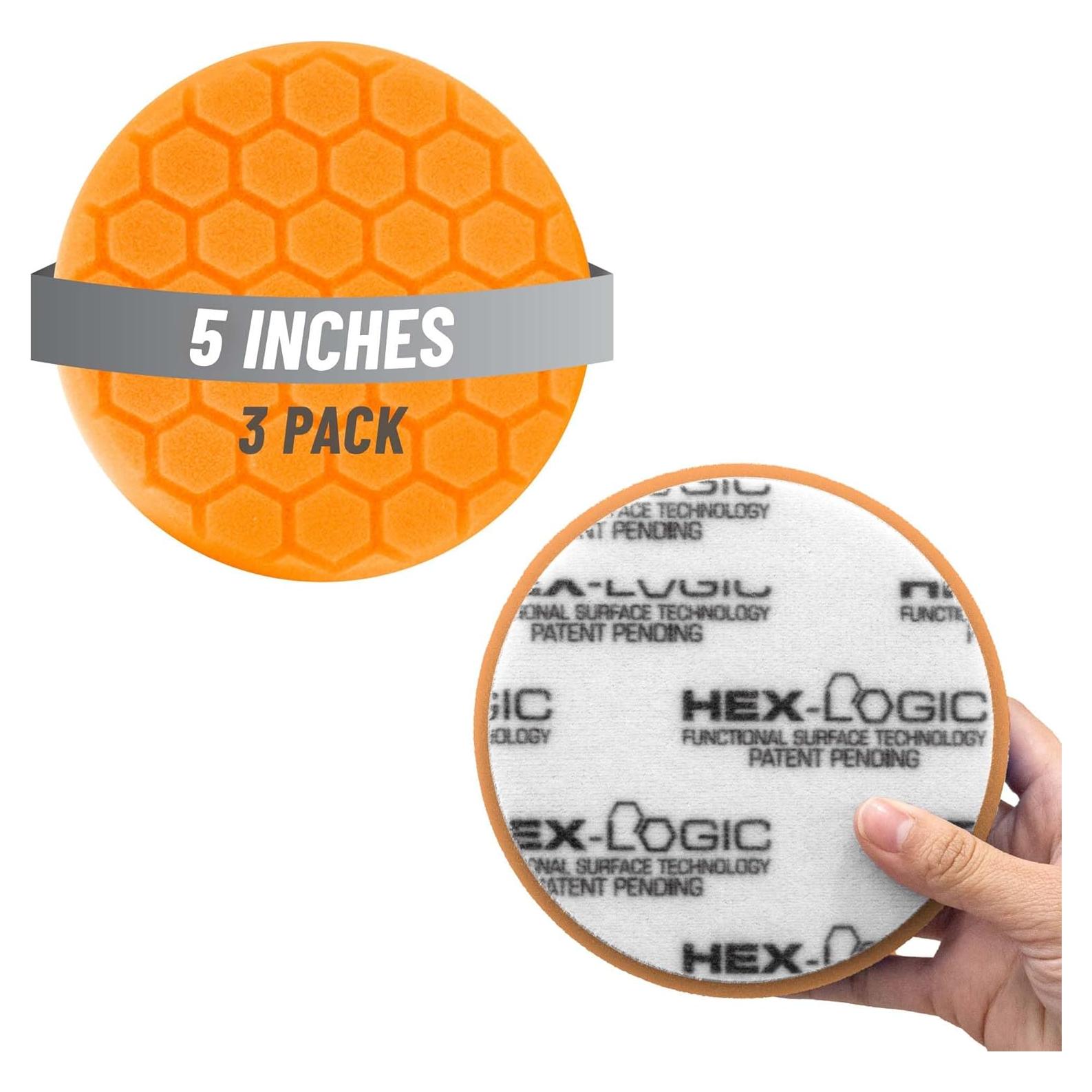 Pad de Pulido Corte Medio Chemical Guys Hex-Logic Naranja 13.97 cm 3 Pzs