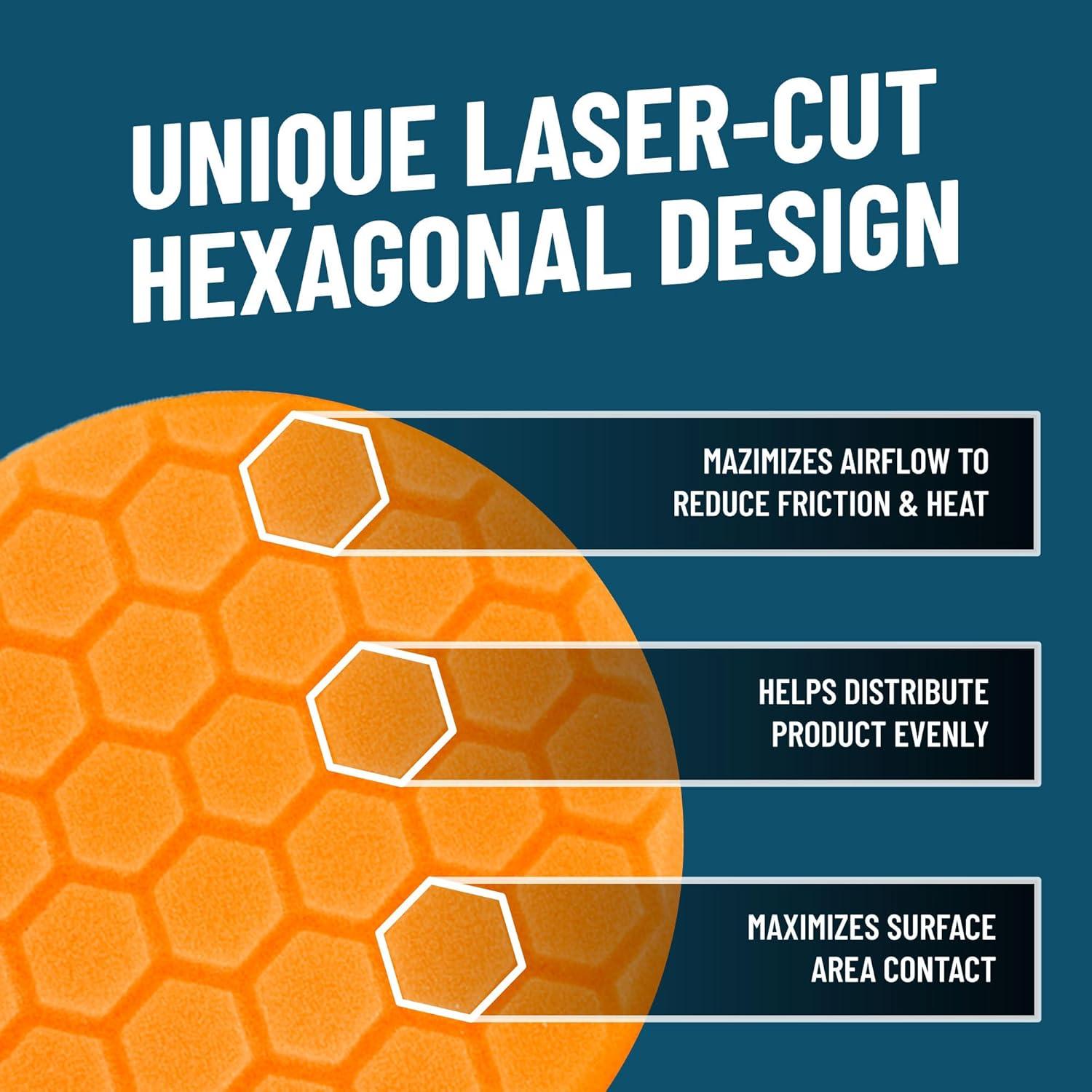 Pad de Pulido Corte Medio Chemical Guys Hex-Logic Naranja 13.97 cm 3 Pzs
