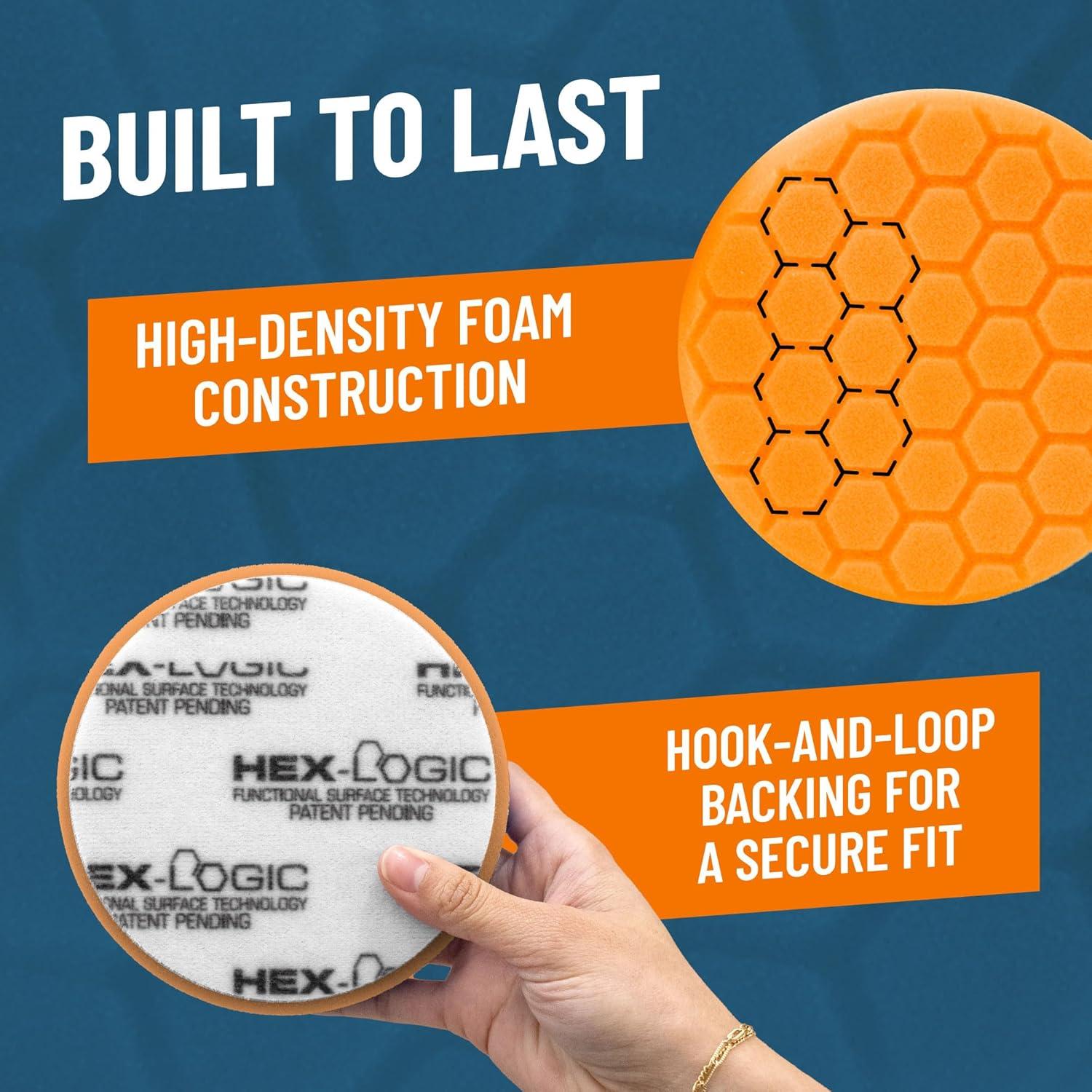 Pad de Pulido Corte Medio Chemical Guys Hex-Logic Naranja 13.97 cm 3 Pzs