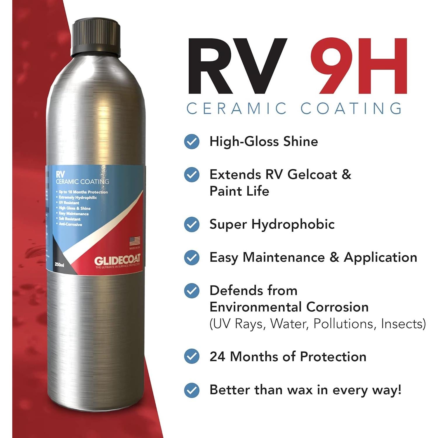 Recubrimiento Cerámico 9H Glidecoat para RVs 250ml - Protección Duradera