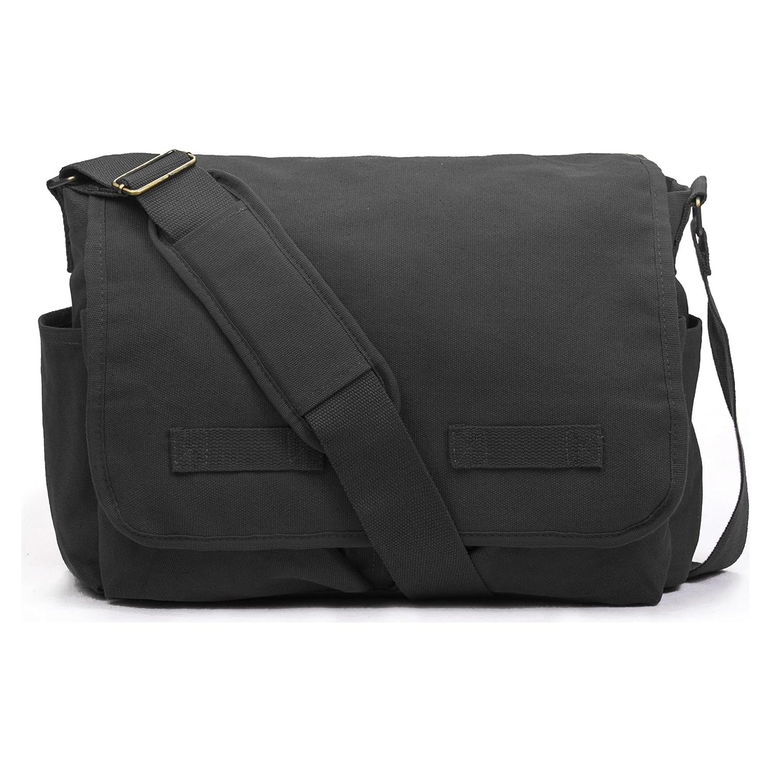 Bolsa Mensajera Vintage Sweetbriar - Lona Algodón Negra