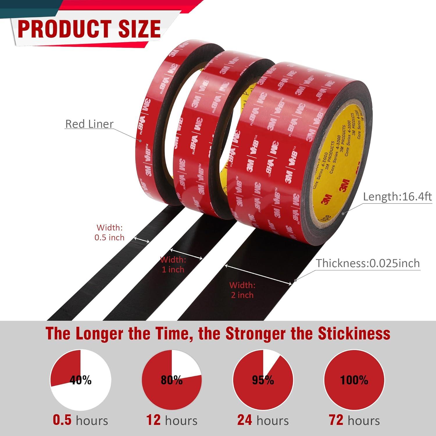 Cinta Doble Cara 3M VHB 5925 Negra 1.27 cm x 5.49 m