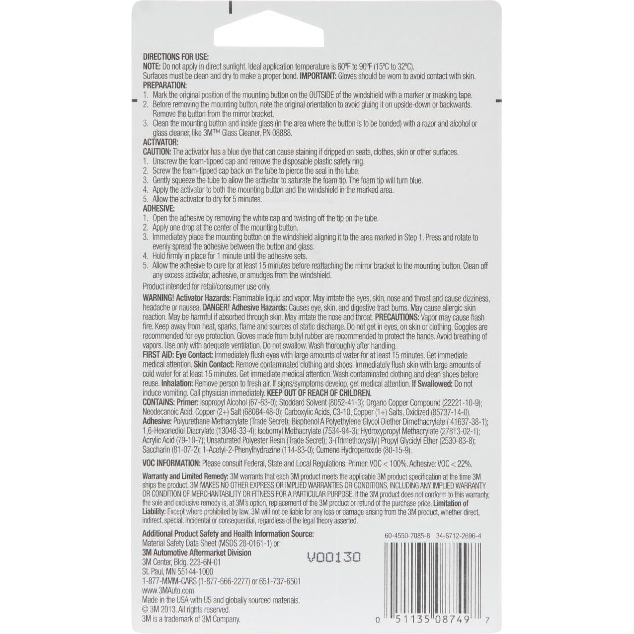 Adhesivo para Espejo Retrovisor 3M 08749 Alta Unión 0.59 ml