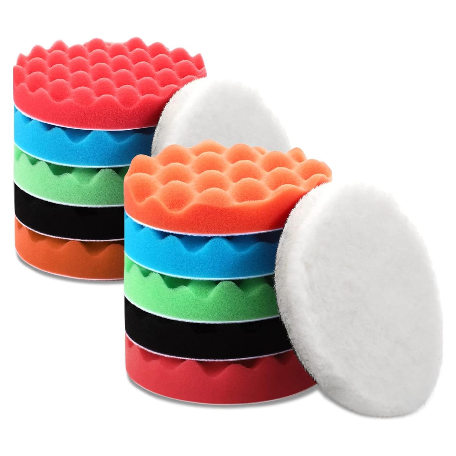 Kit de Pulido BBTO 12 Piezas 15.24 cm Almohadillas de Espuma y Lana