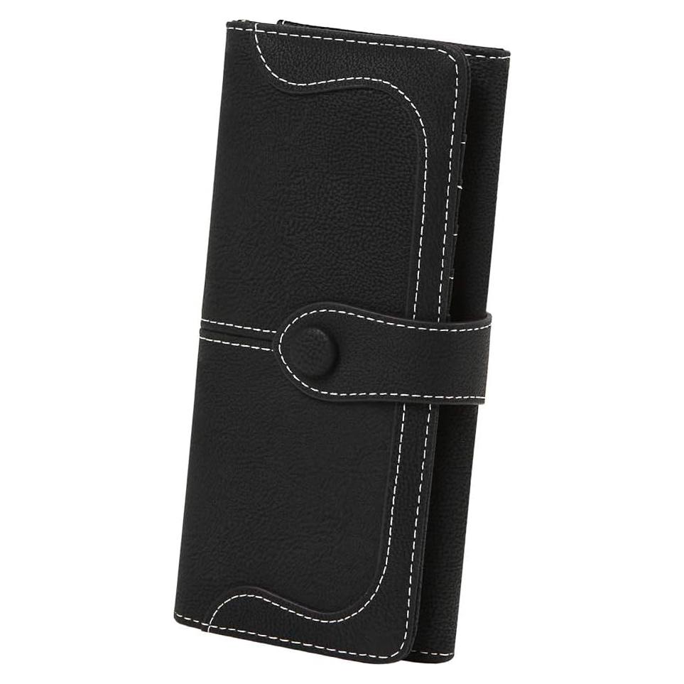 Cartera Bifold de Cuero Vegano para Mujeres 17 Ranuras
