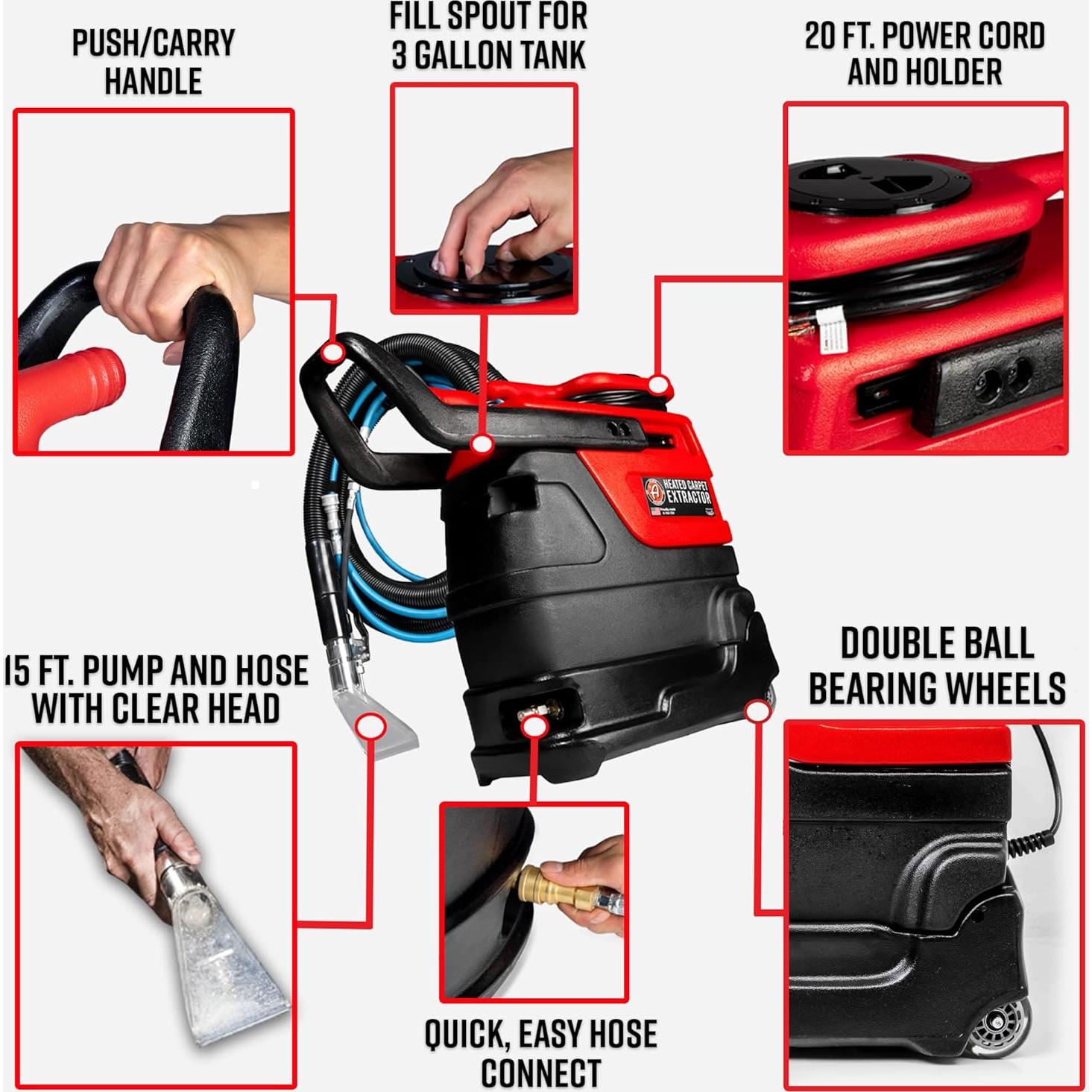 Extractor de Alfombra Calentado Adam's Polishes 3 Galones 93.3°C