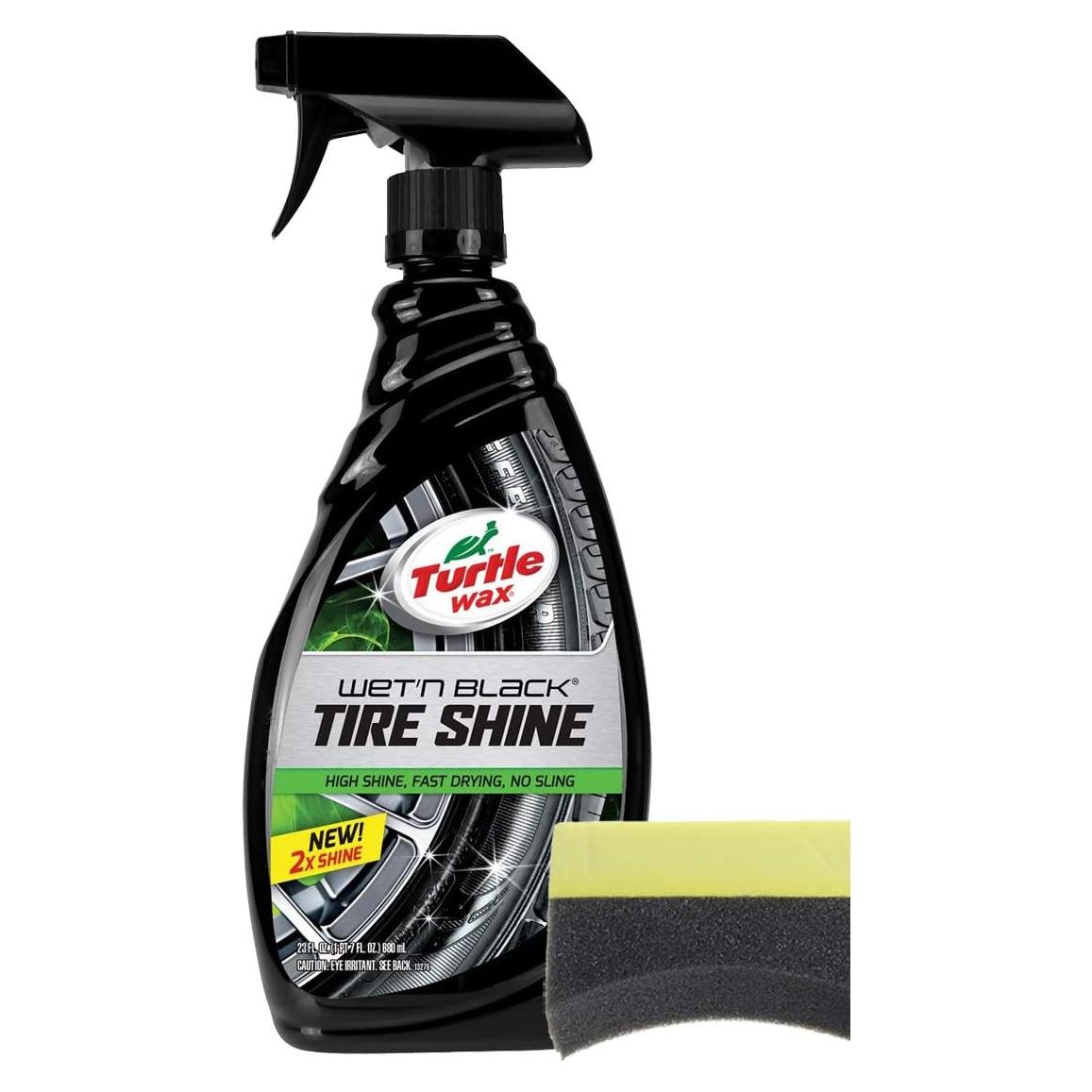 Turtle Wax Wet n' Black Brillo para Neumáticos 680 ml + Almohadilla