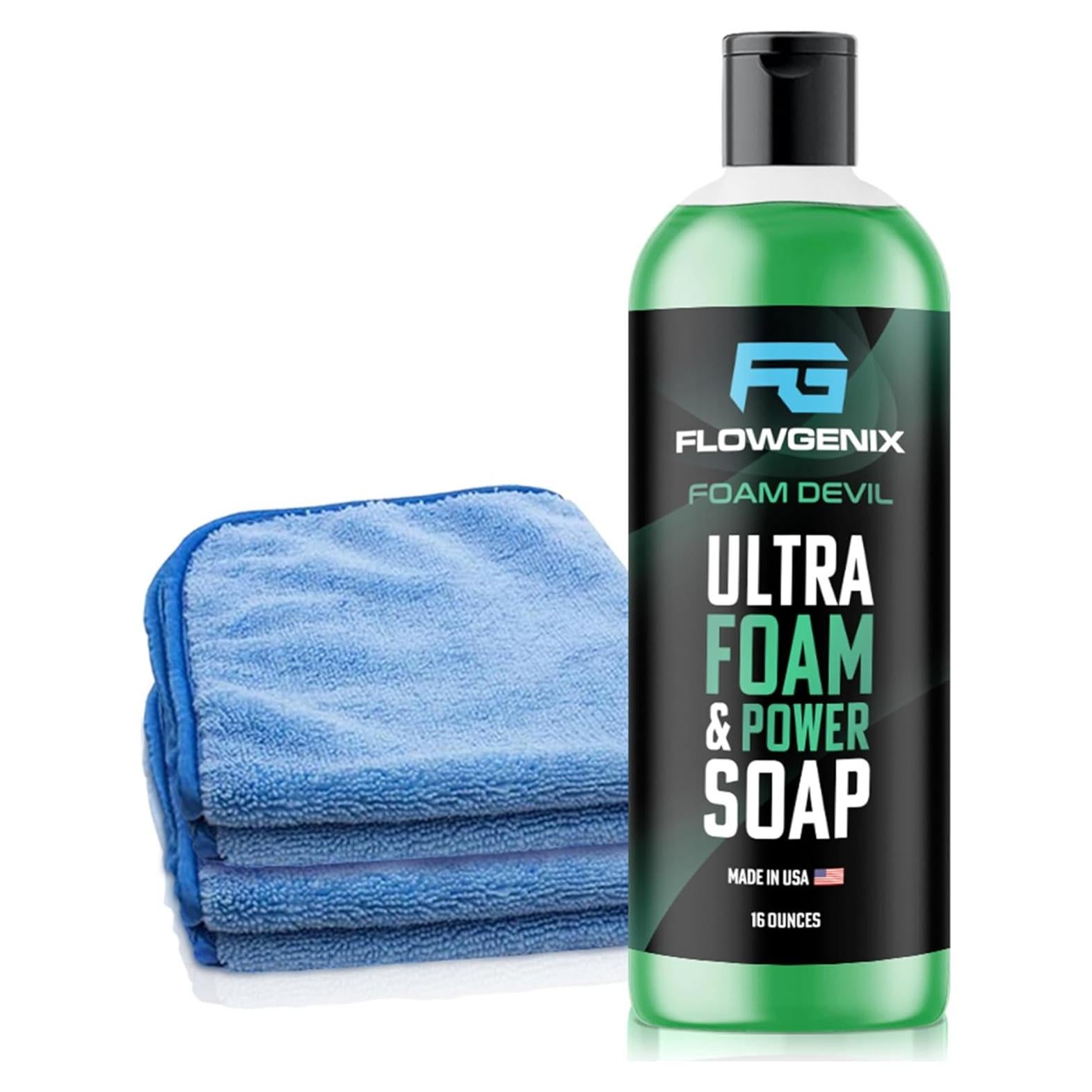 Jabón de Lavado de Autos Flowgenix 473 ml - Espuma Ultra y Fragancia de Manzana