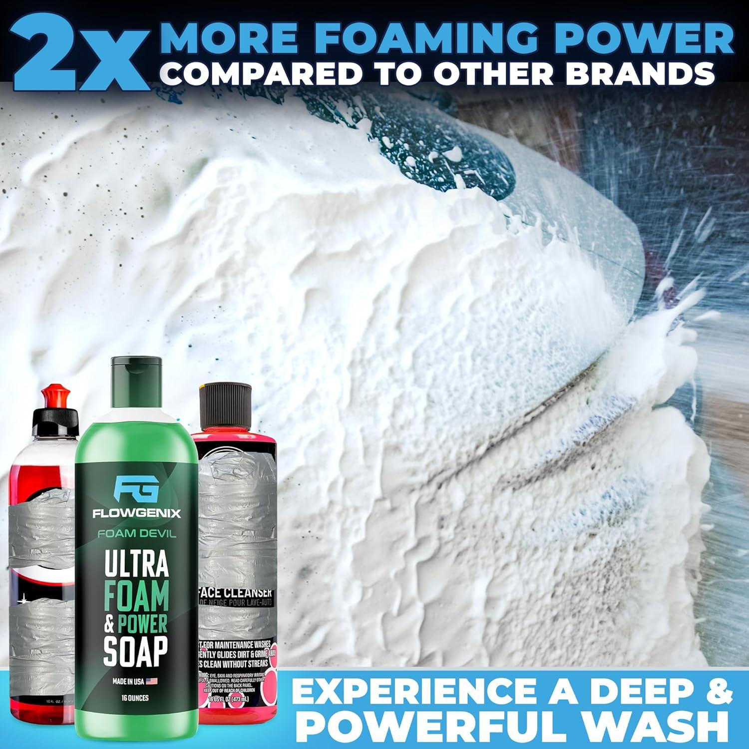 Jabón de Lavado de Autos Flowgenix 473 ml - Espuma Ultra y Fragancia de Manzana