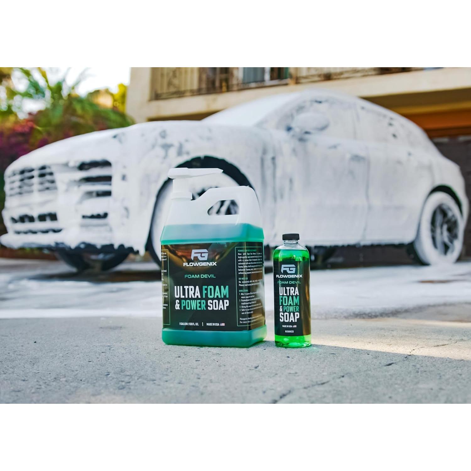 Jabón de Lavado de Autos Flowgenix 473 ml - Espuma Ultra y Fragancia de Manzana