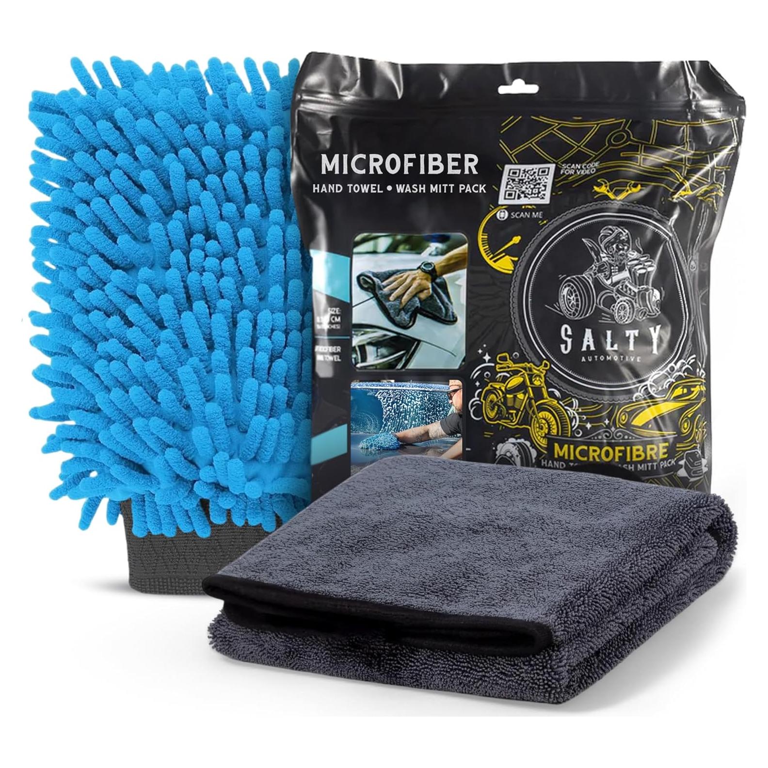 Kit de Limpieza de Autos Salty Captain - Mitón y Toalla XL Microfibra
