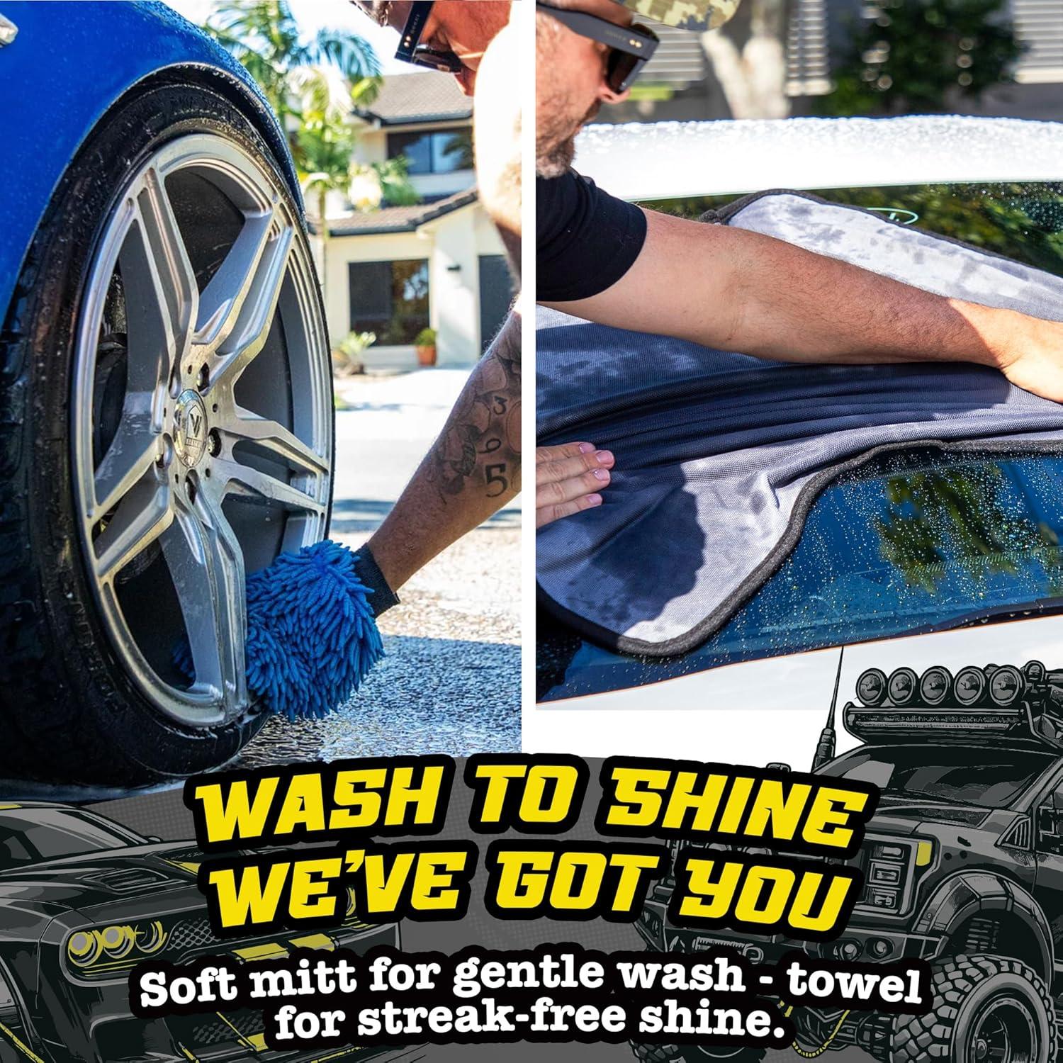 Kit de Limpieza de Autos Salty Captain - Mitón y Toalla XL Microfibra