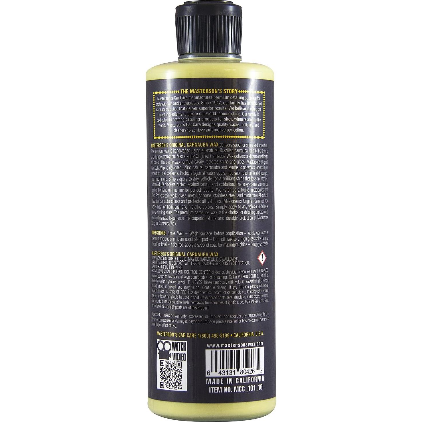 Cera de Carnauba Masterson's 453.6 g - Brillo y Protección