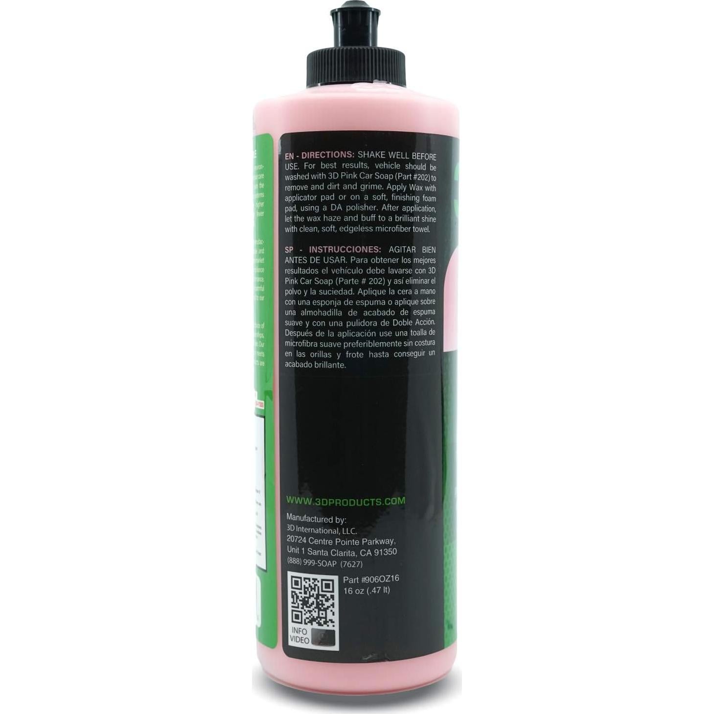 Cera de Cereza 3D 473 ml - Cera Líquida de Carnauba Brillo Profundo