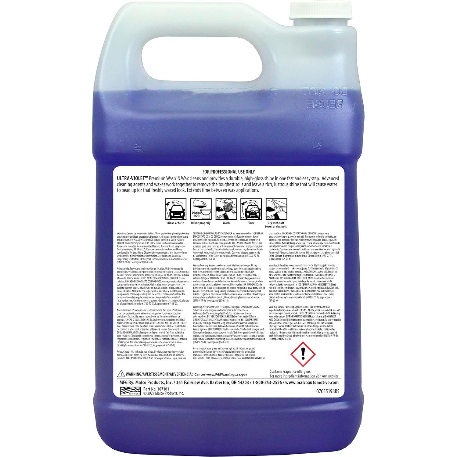 Lavado y Cera 2-en-1 Malco Ultra Violet 3.78L - Brillo Duradero