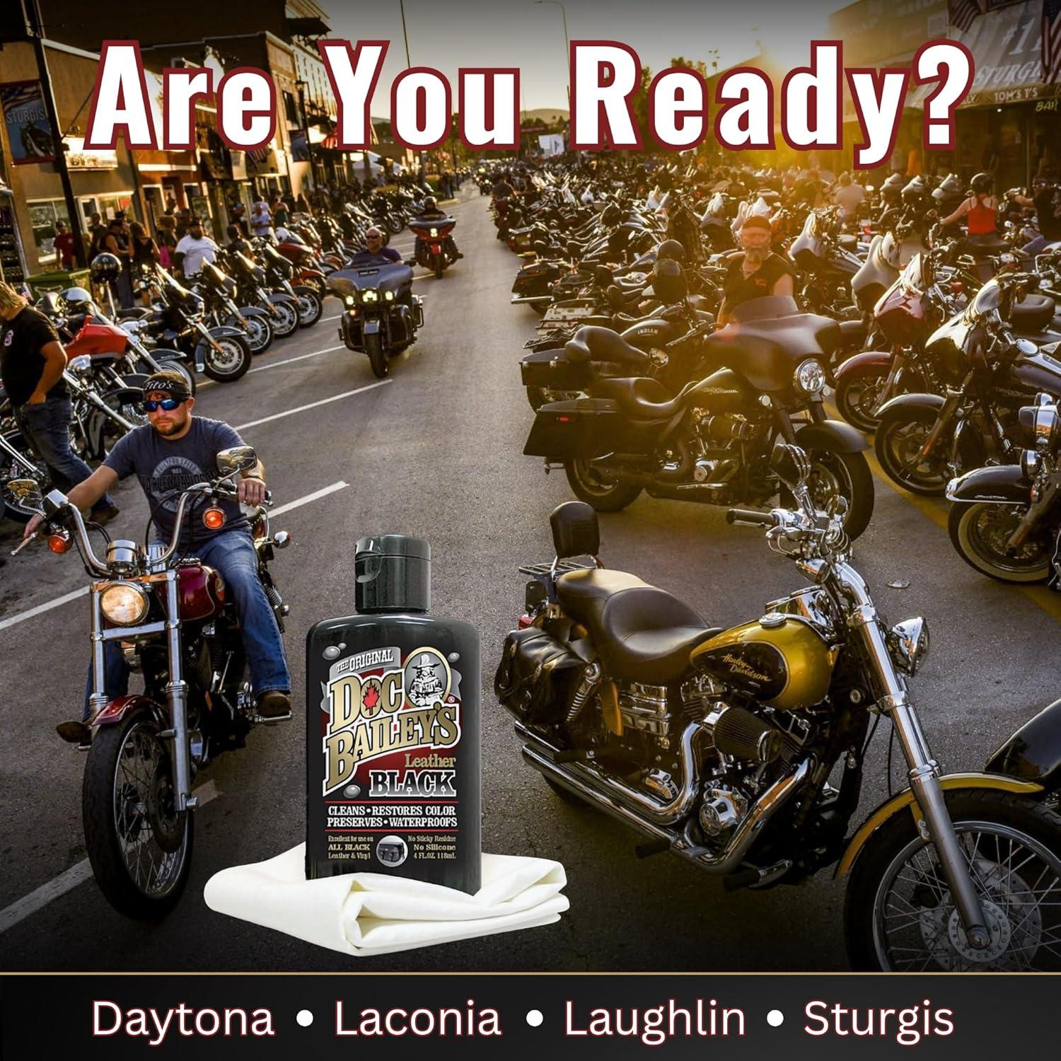 Kit de Detalle de Cuero Negro Doc Baileys 4oz - Limpia, Acondiciona, Recolorea e Impermeabiliza