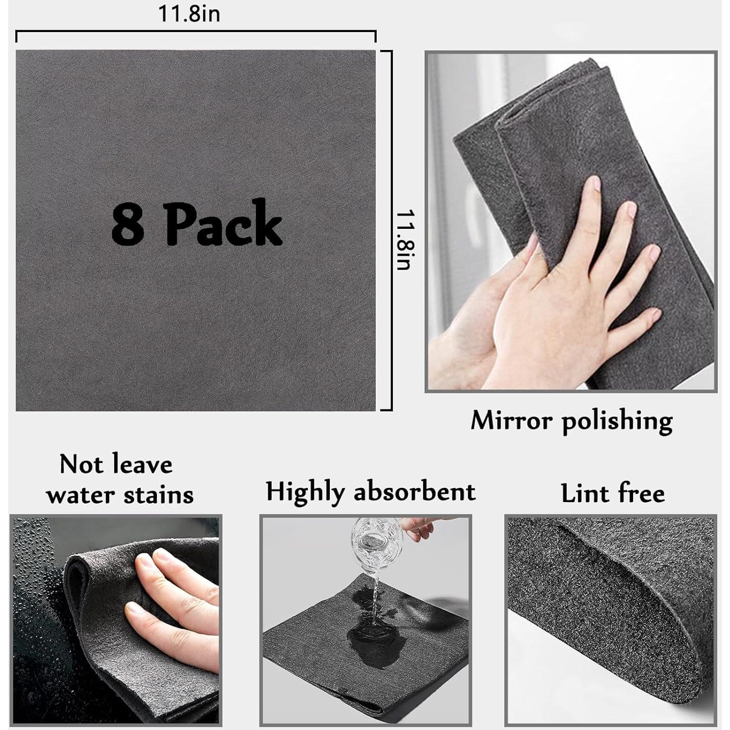 Paño de Limpieza Mágico XANGNIER 8 Pcs Microfibra Gris 30x30cm