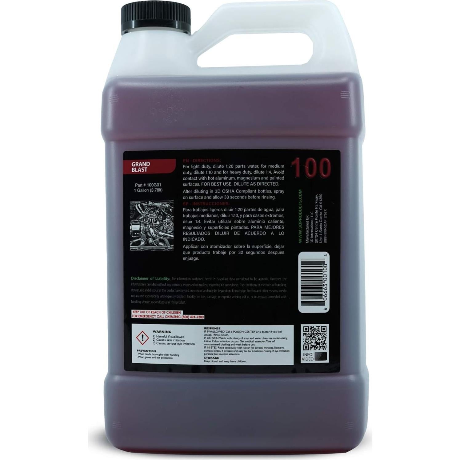 Desengrasante 3D Grand Blast - Limpiador Biodegradable 3.78L