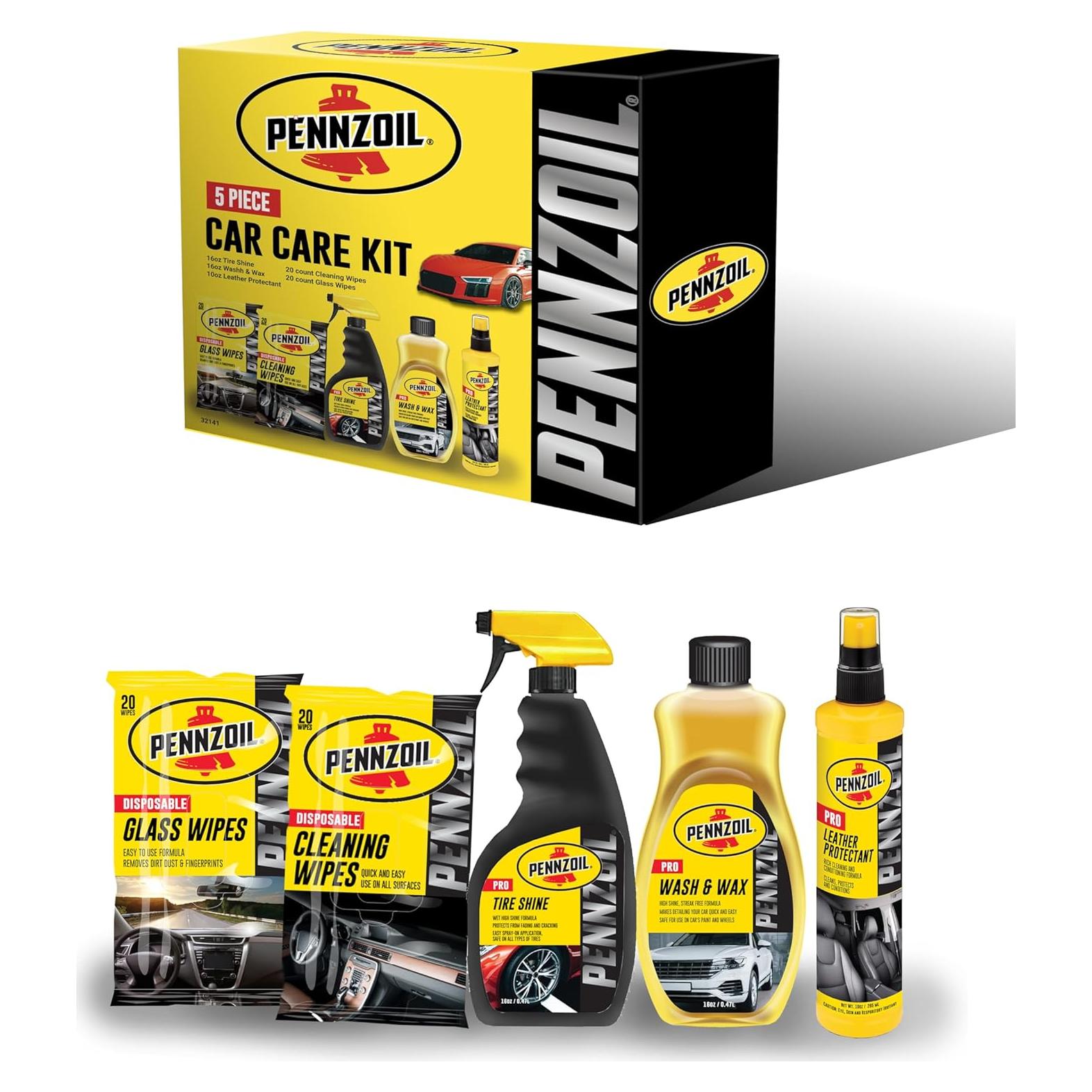 Kit de Cuidado del Automóvil Pennzoil 5 Piezas - Brillo, Lavado, Cuero