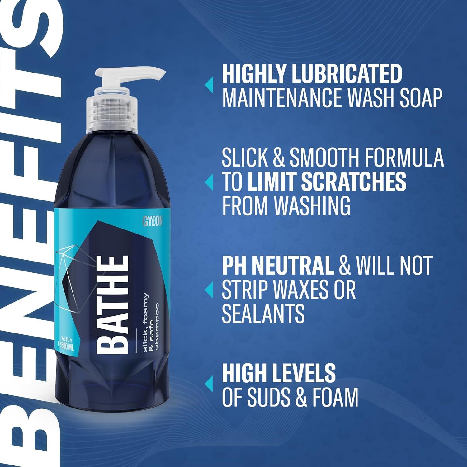 Kit de Lavado Gyeon - Champú Bathe 500ml + WetCoat 500ml