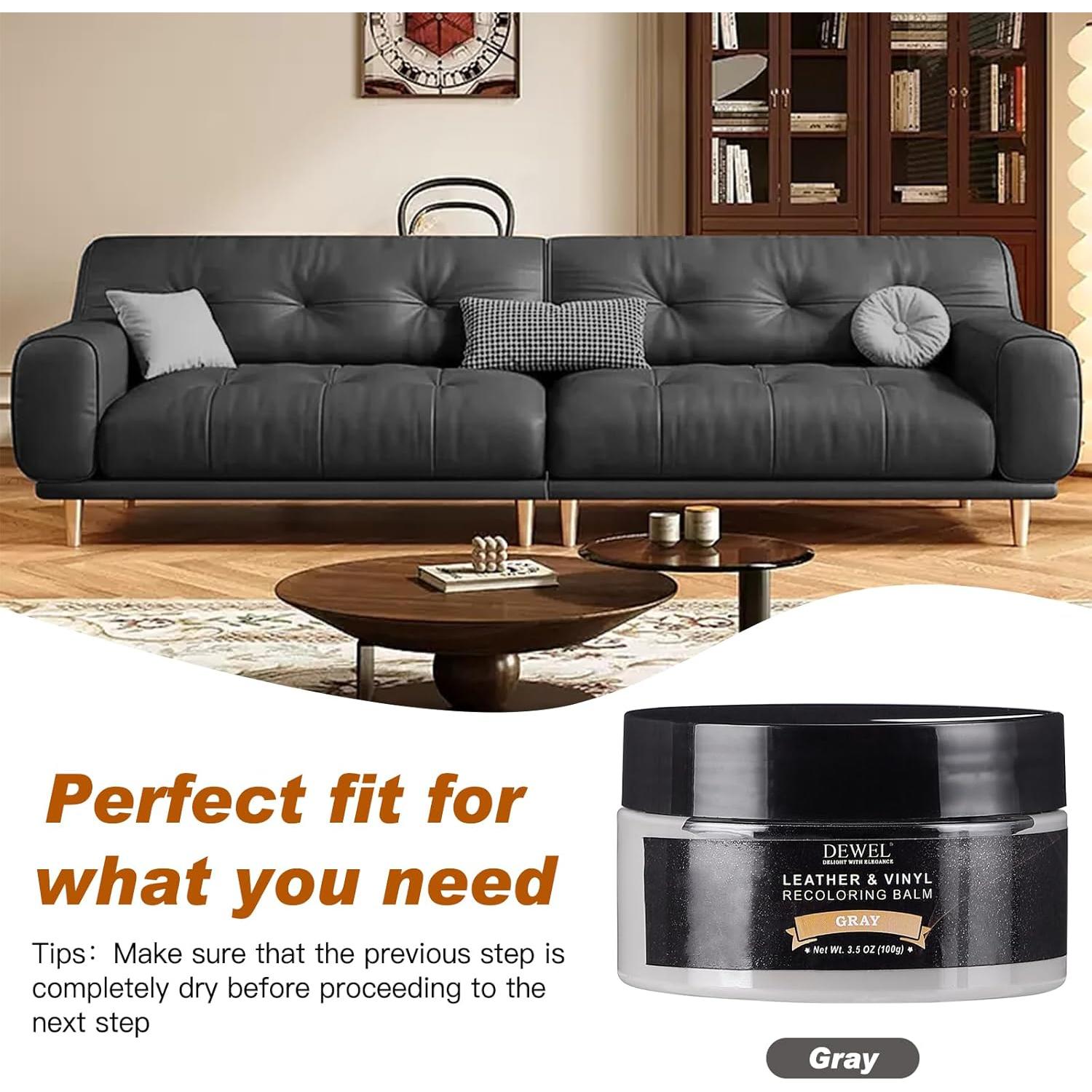 Bálsamo de Recoloración de Cuero DEWEL Gris 290g - Kit Reparación