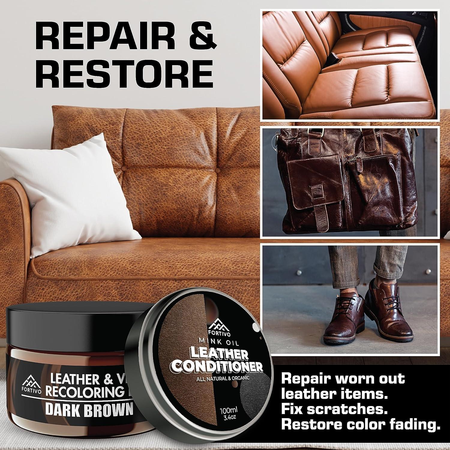 Bálsamo de Recoloración de Cuero FORTIVO - Marrón Claro, 280g