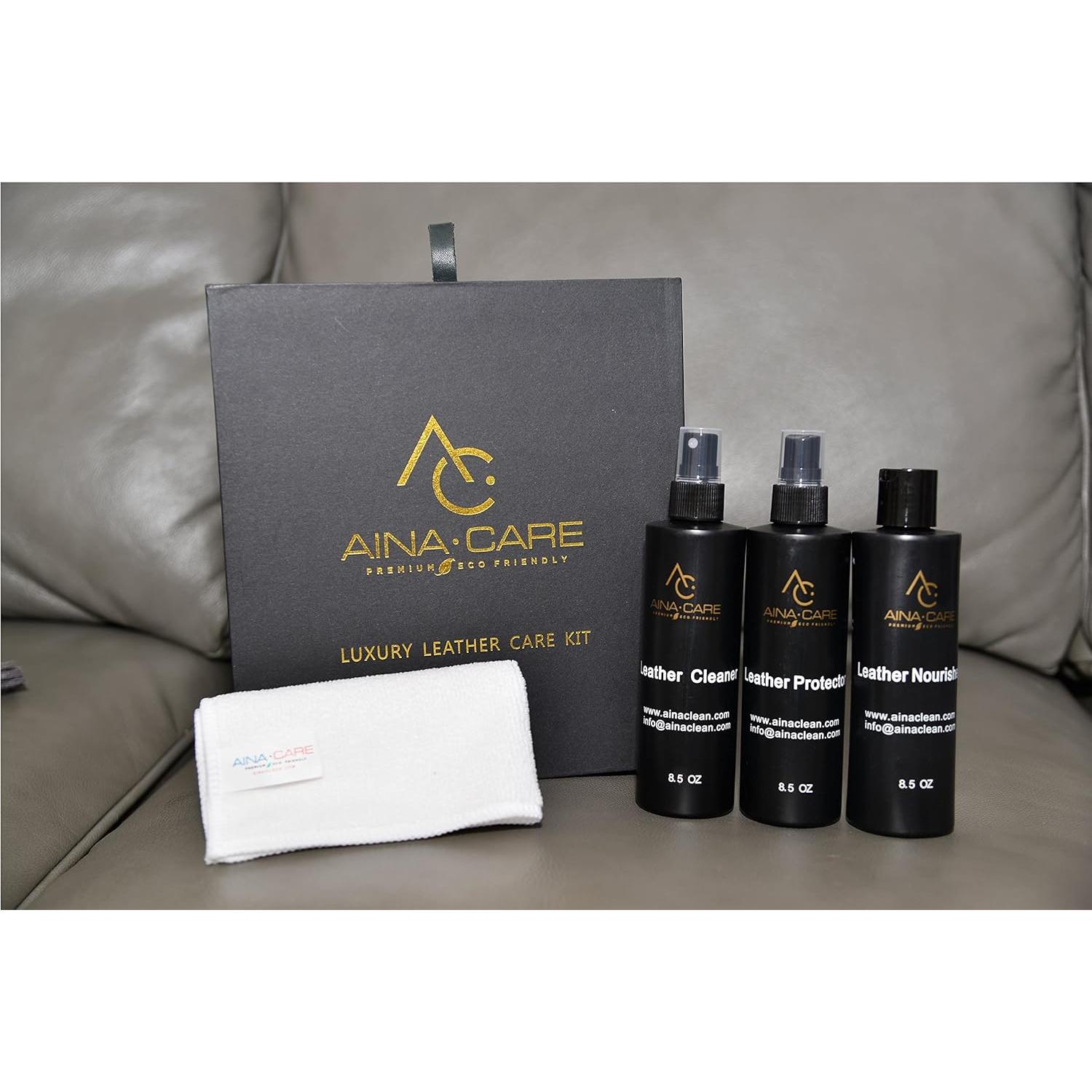 Kit de Cuidado del Cuero 4 en 1 - Limpiador, Acondicionador y Protector