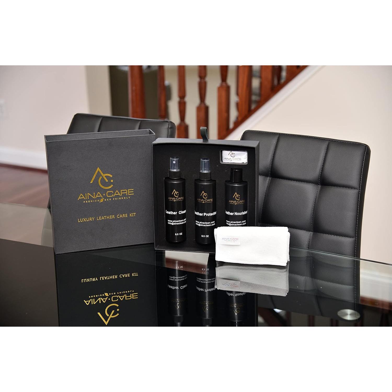 Kit de Cuidado del Cuero 4 en 1 - Limpiador, Acondicionador y Protector