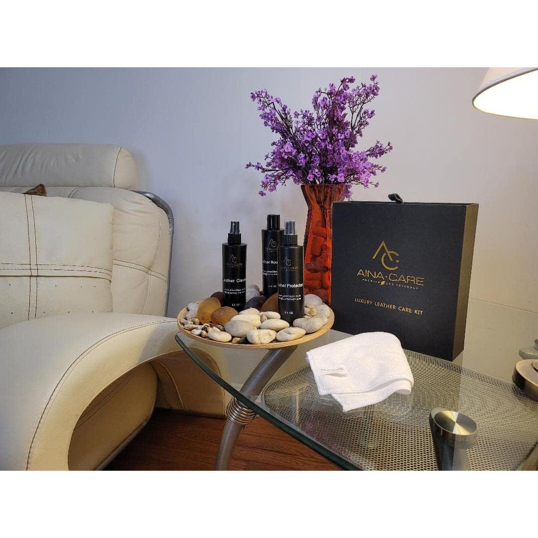 Kit de Cuidado del Cuero 4 en 1 - Limpiador, Acondicionador y Protector