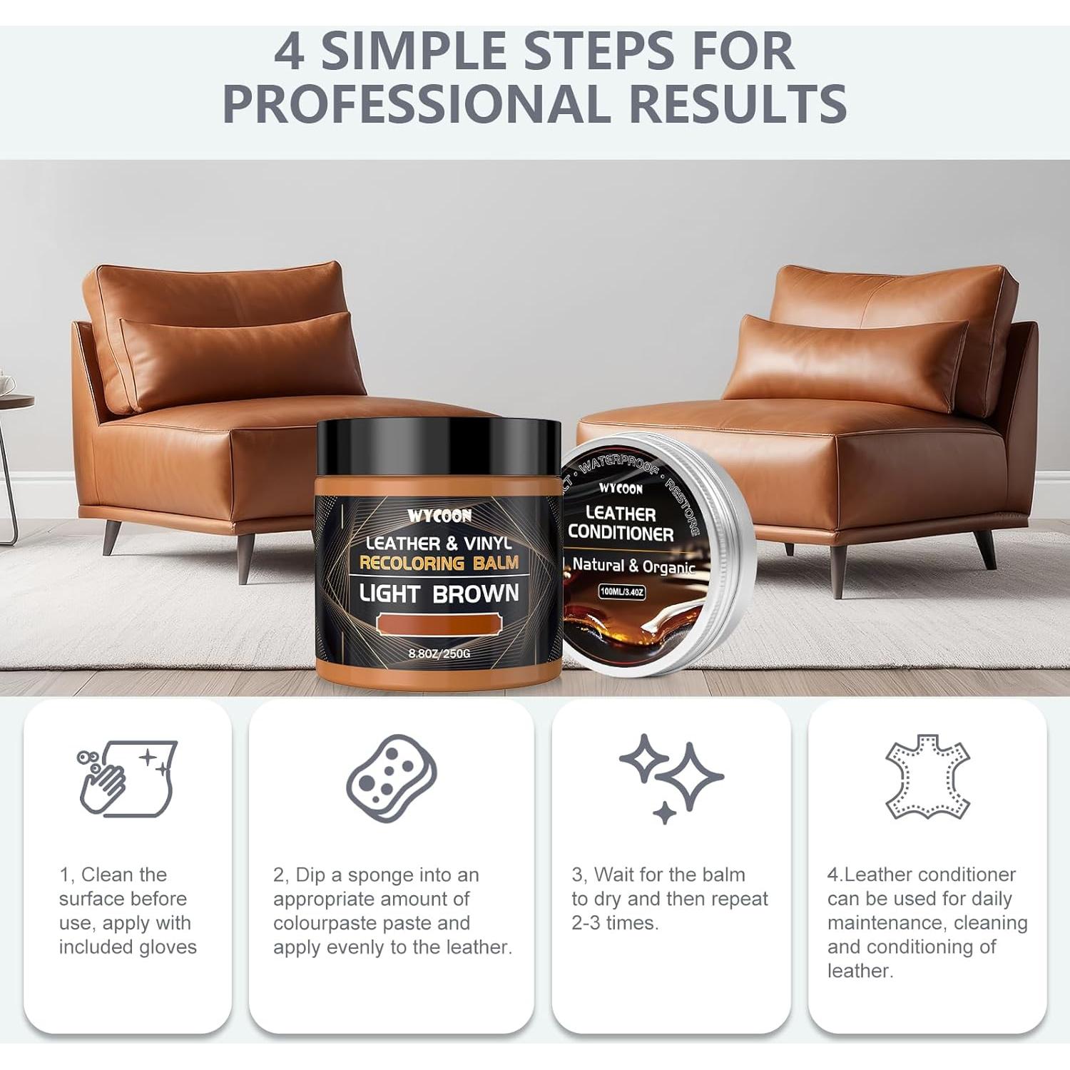 Kit de Reparación de Cuero WYCOON 100ml Beige - Acondicionador y Tinte