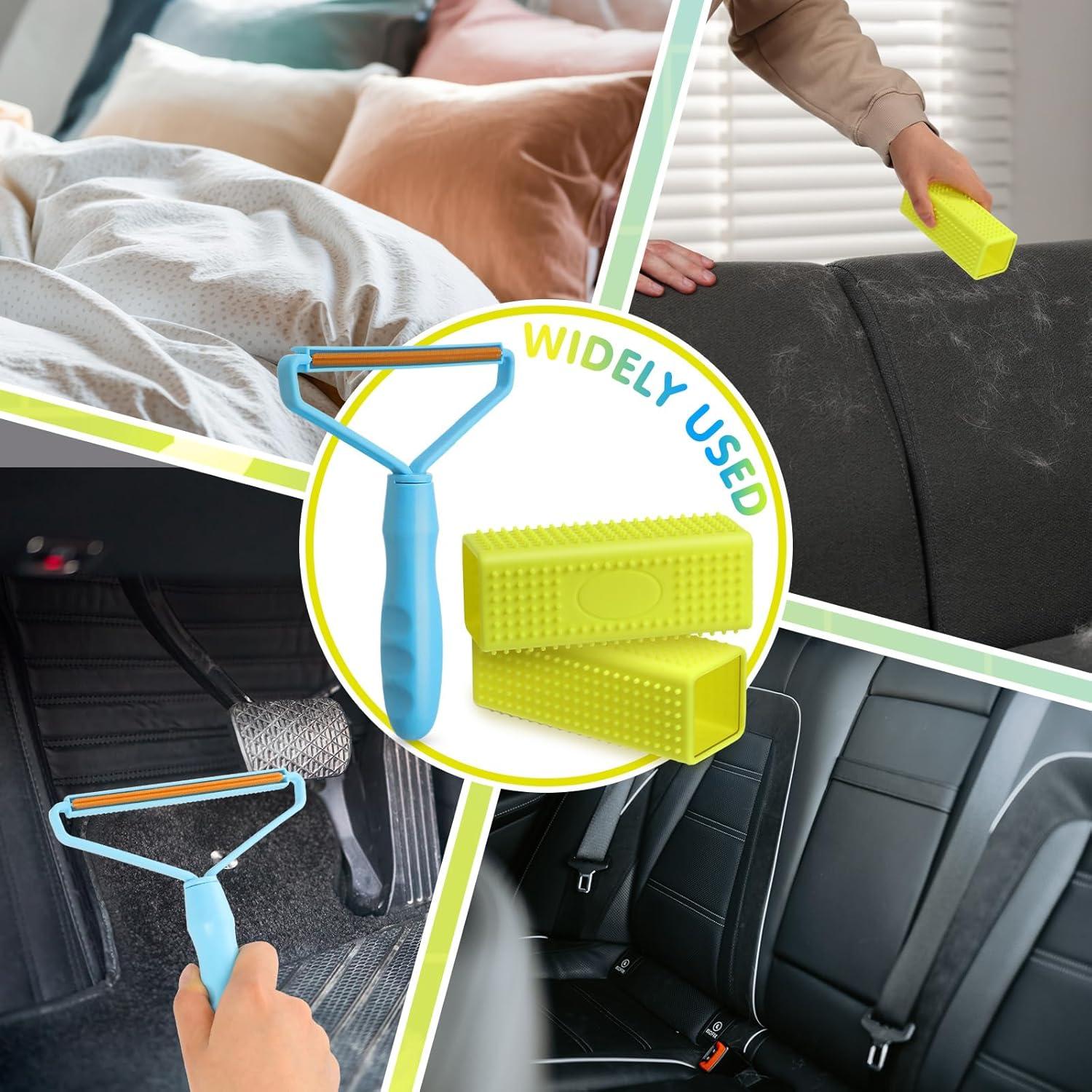 Juego Quitapelos para Mascotas Honeydak - 2 Cepillos Silicona y 1 Raspador