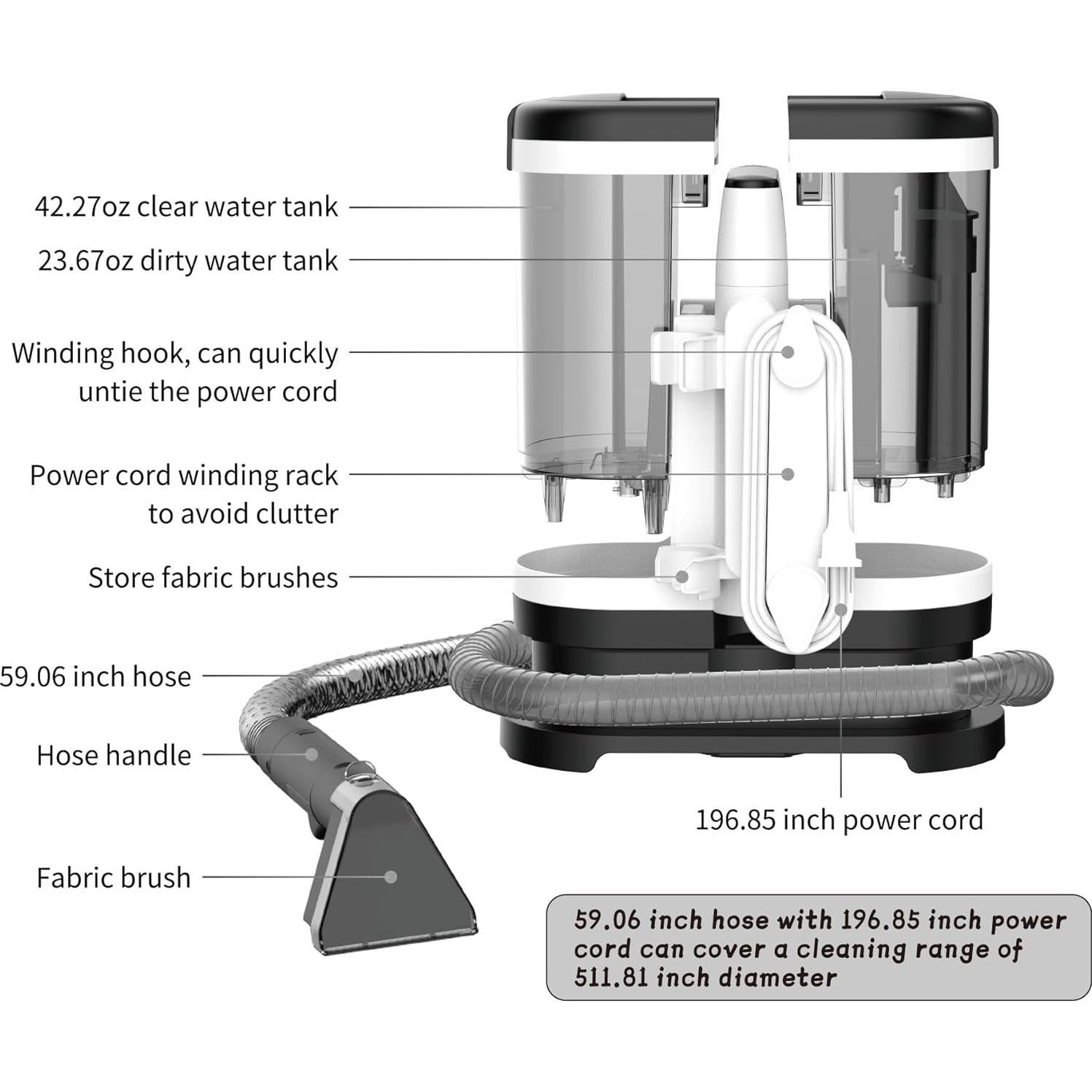 Limpiador portátil de alfombras Rosewill V22C S-A 450W 11Kpa