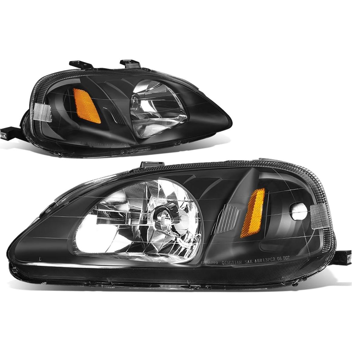 Faros LED DNA MOTORING para Honda Civic 1999-2000, Negro/Ámbar
