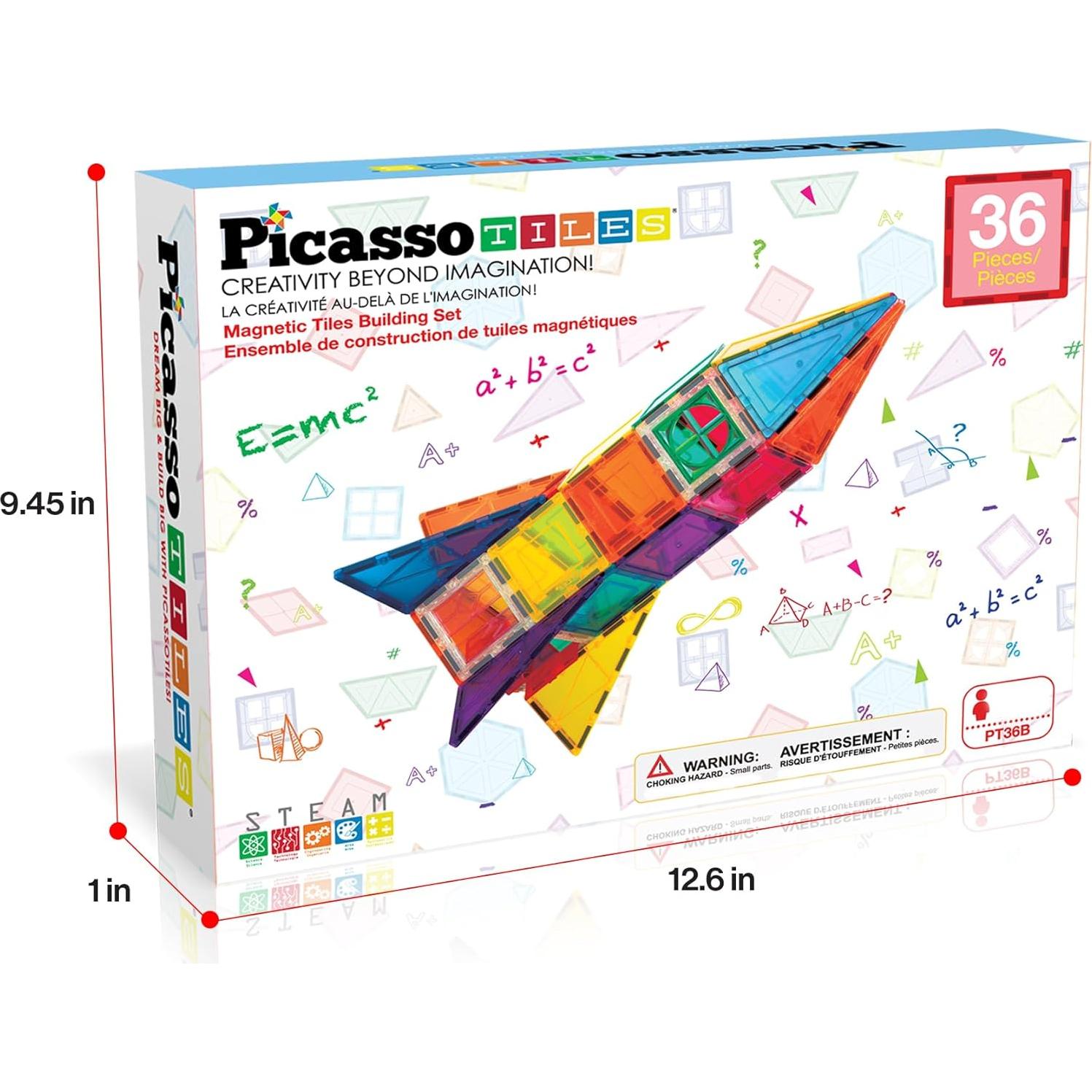 PicassoTiles 36 Piezas Juego Magnético Cohete STEM 3+
