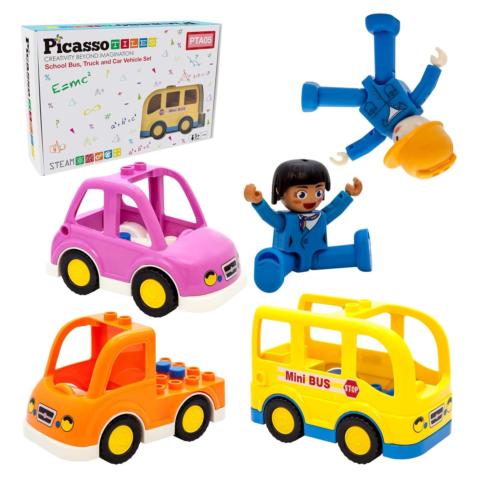 Conjunto de Figuras Magnéticas PicassoTiles 5 Piezas Vehículos