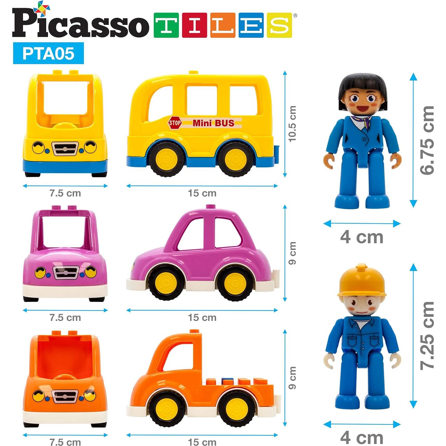 Conjunto de Figuras Magnéticas PicassoTiles 5 Piezas Vehículos