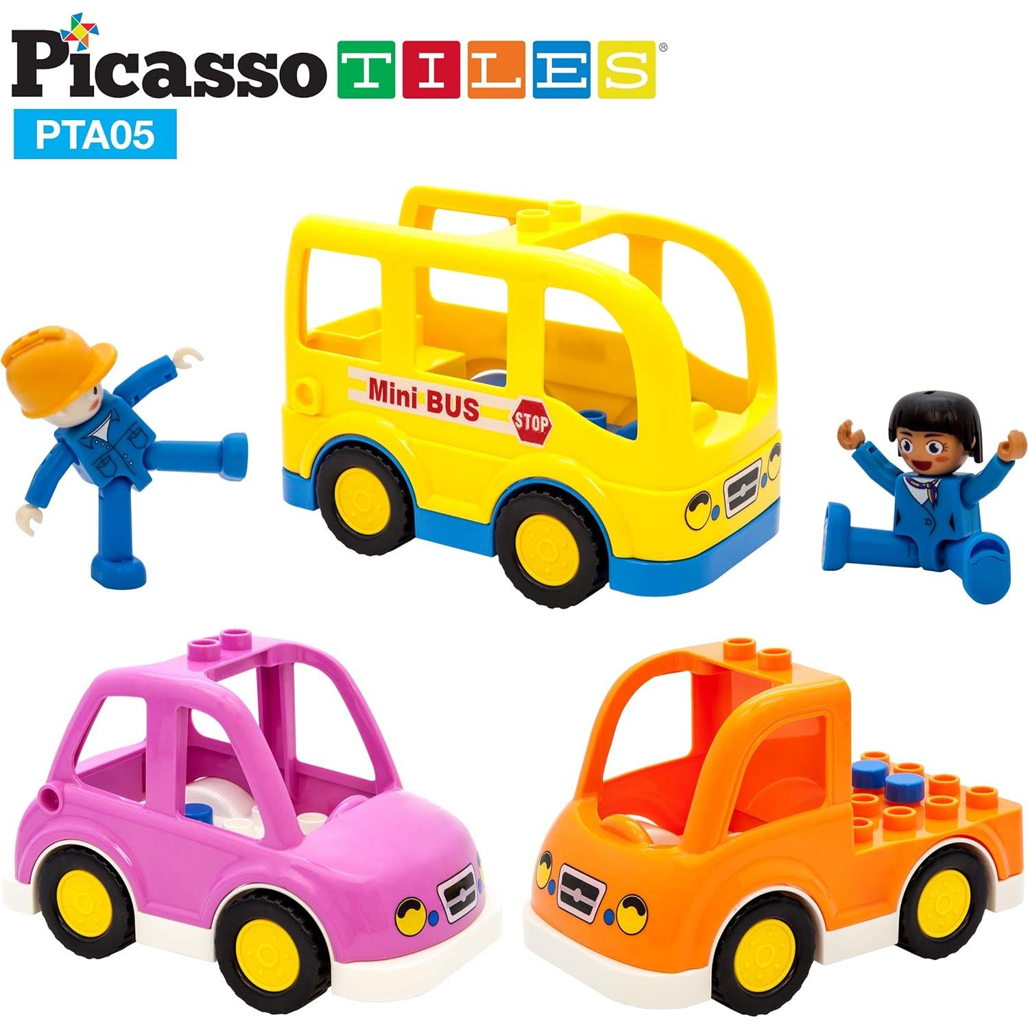 Conjunto de Figuras Magnéticas PicassoTiles 5 Piezas Vehículos