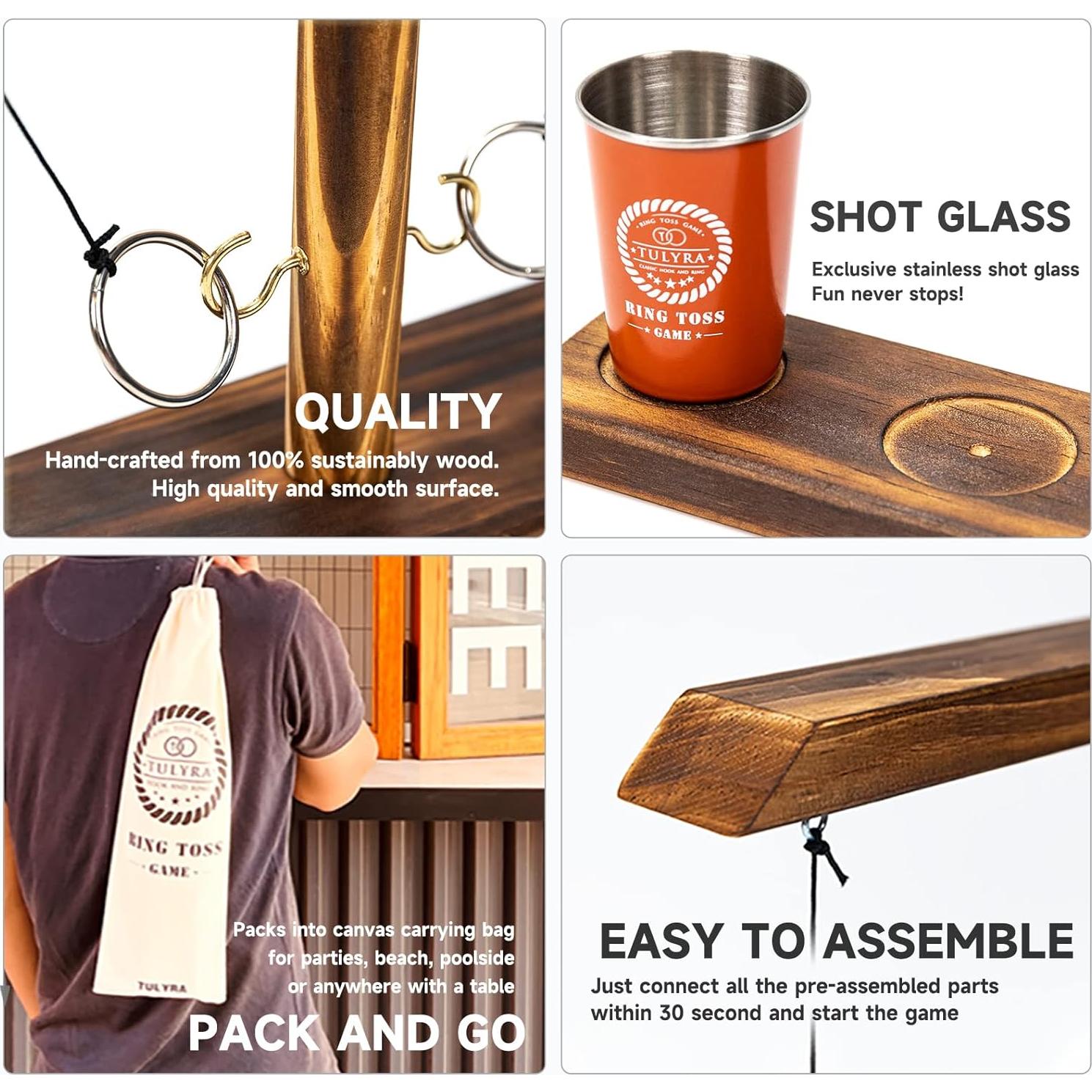 Juego de Lanzamiento de Anillos Tulyra XL con Vaso de Acero