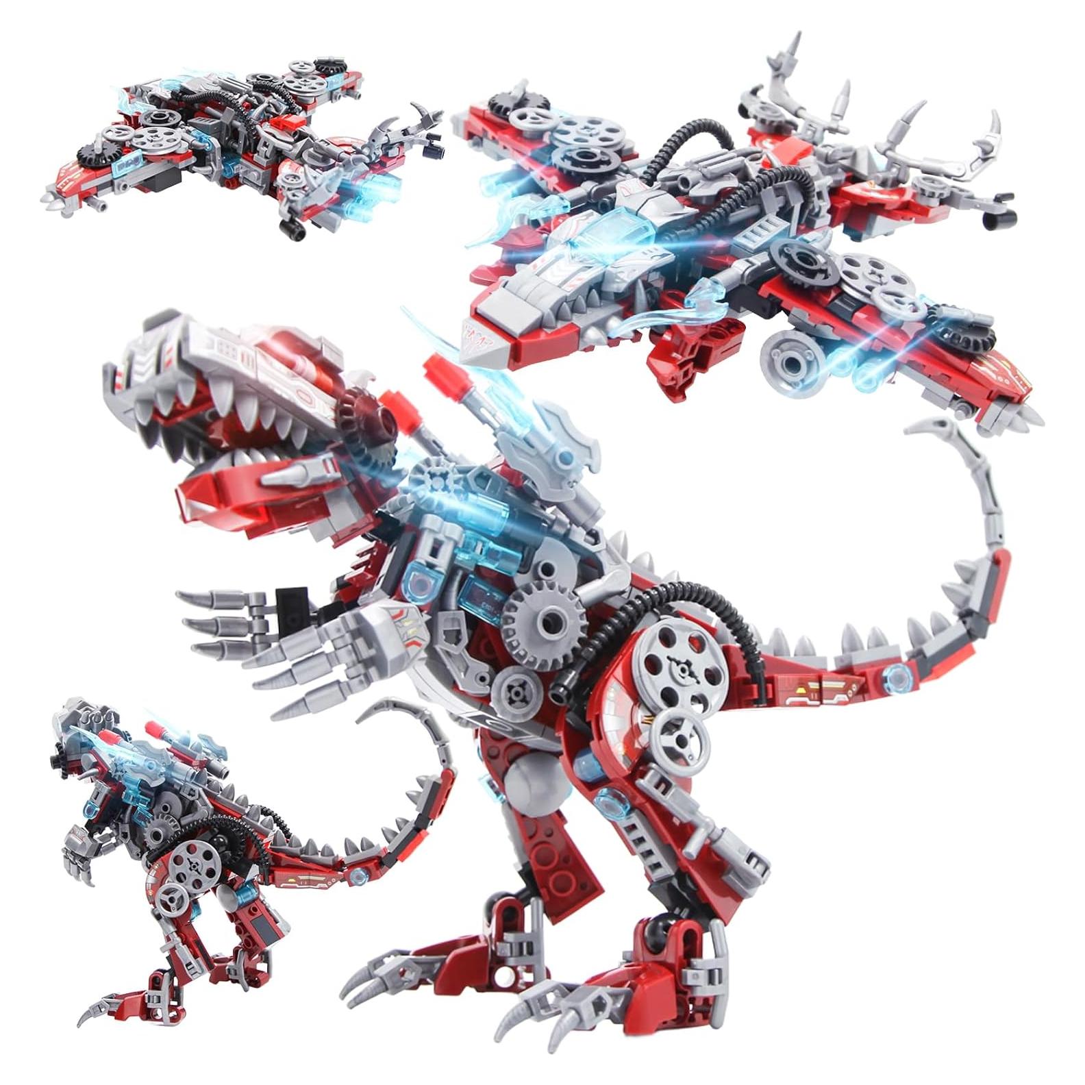 Kits de Construcción 2 en 1 MZMSBAO 422 Piezas Dinosaurios y Aeronaves