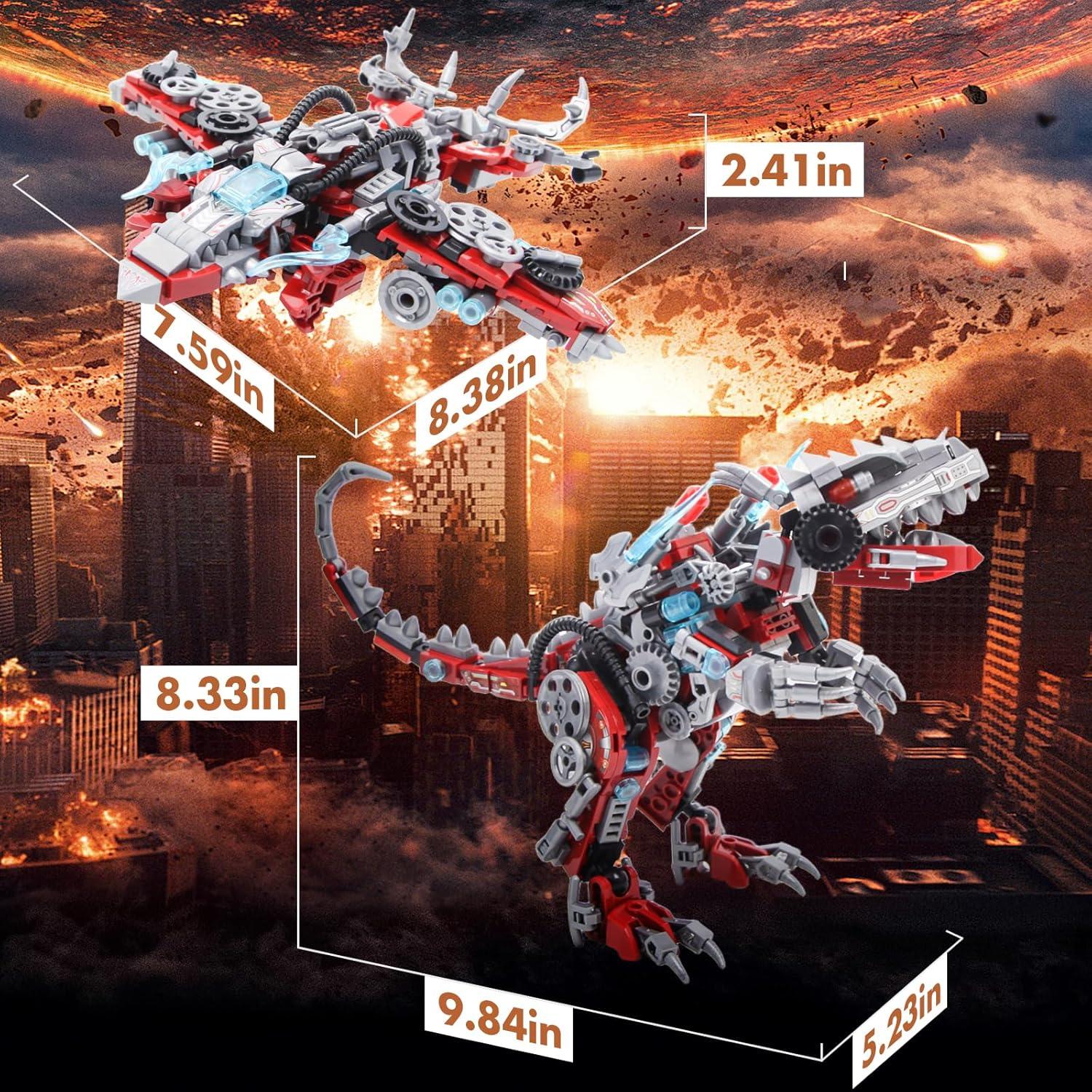 Kits de Construcción 2 en 1 MZMSBAO 422 Piezas Dinosaurios y Aeronaves