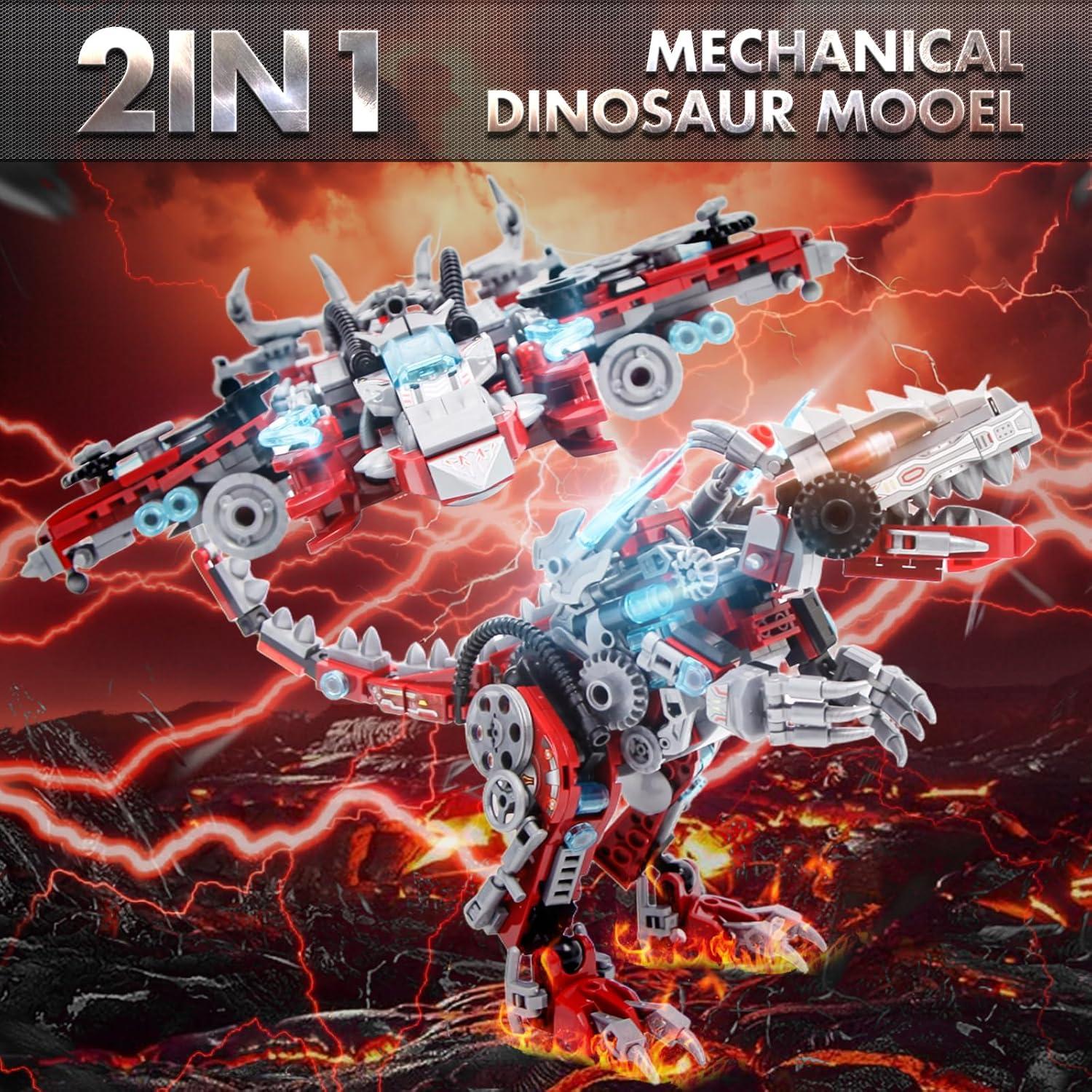 Kits de Construcción 2 en 1 MZMSBAO 422 Piezas Dinosaurios y Aeronaves