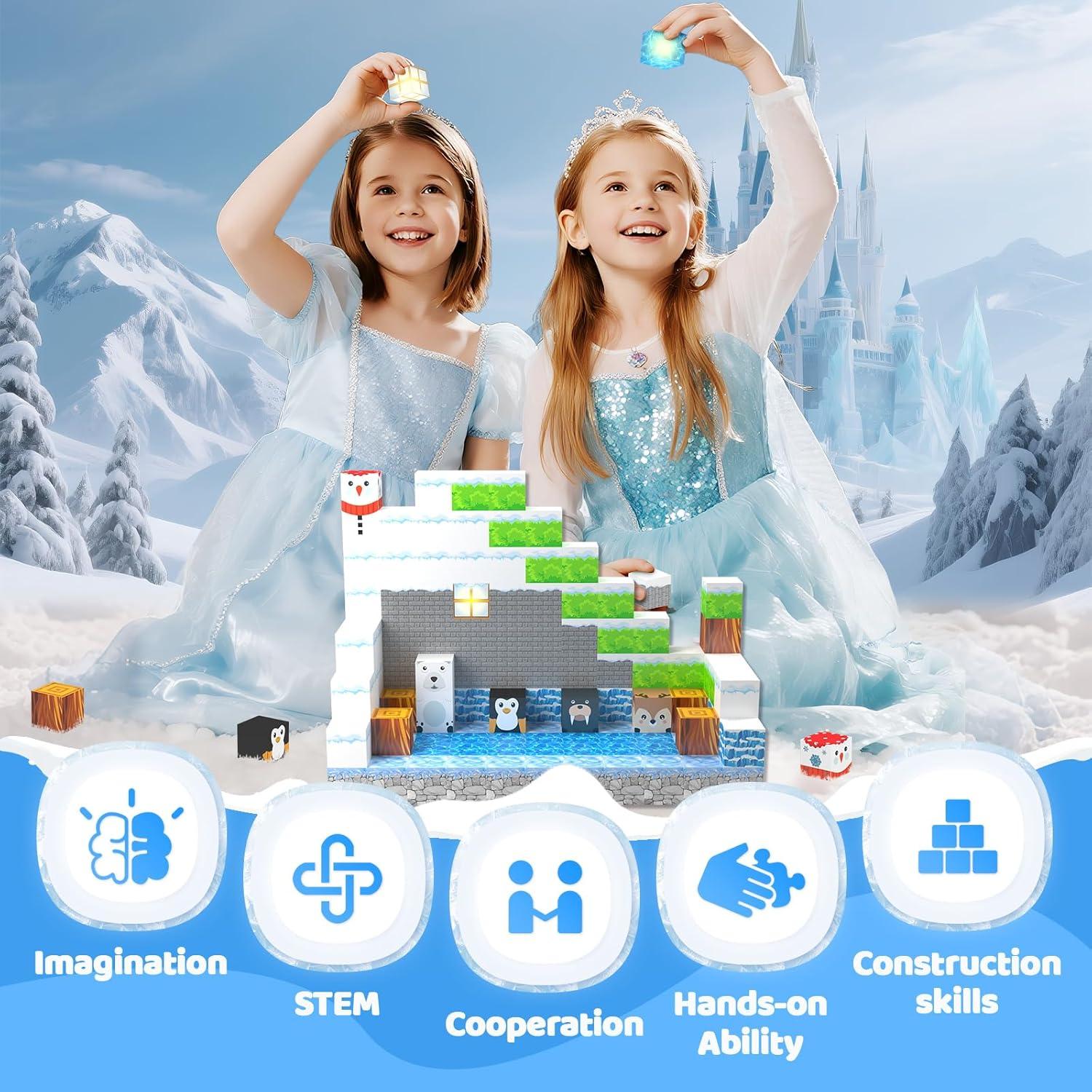 Set de 138 Bloques Magnéticos KIPLATOY con 3 Iluminados