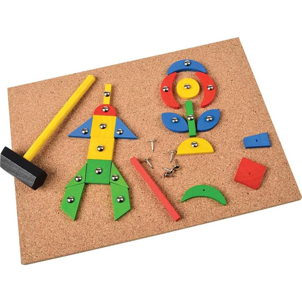 Kit de Diseño Montessori STEM - Martillo, Clavos y 60 Azulejos