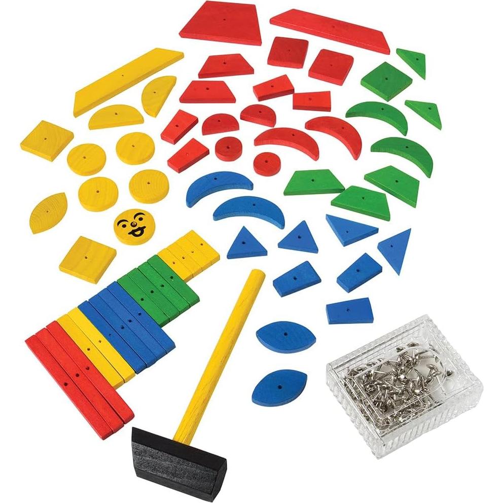 Kit de Diseño Montessori STEM - Martillo, Clavos y 60 Azulejos