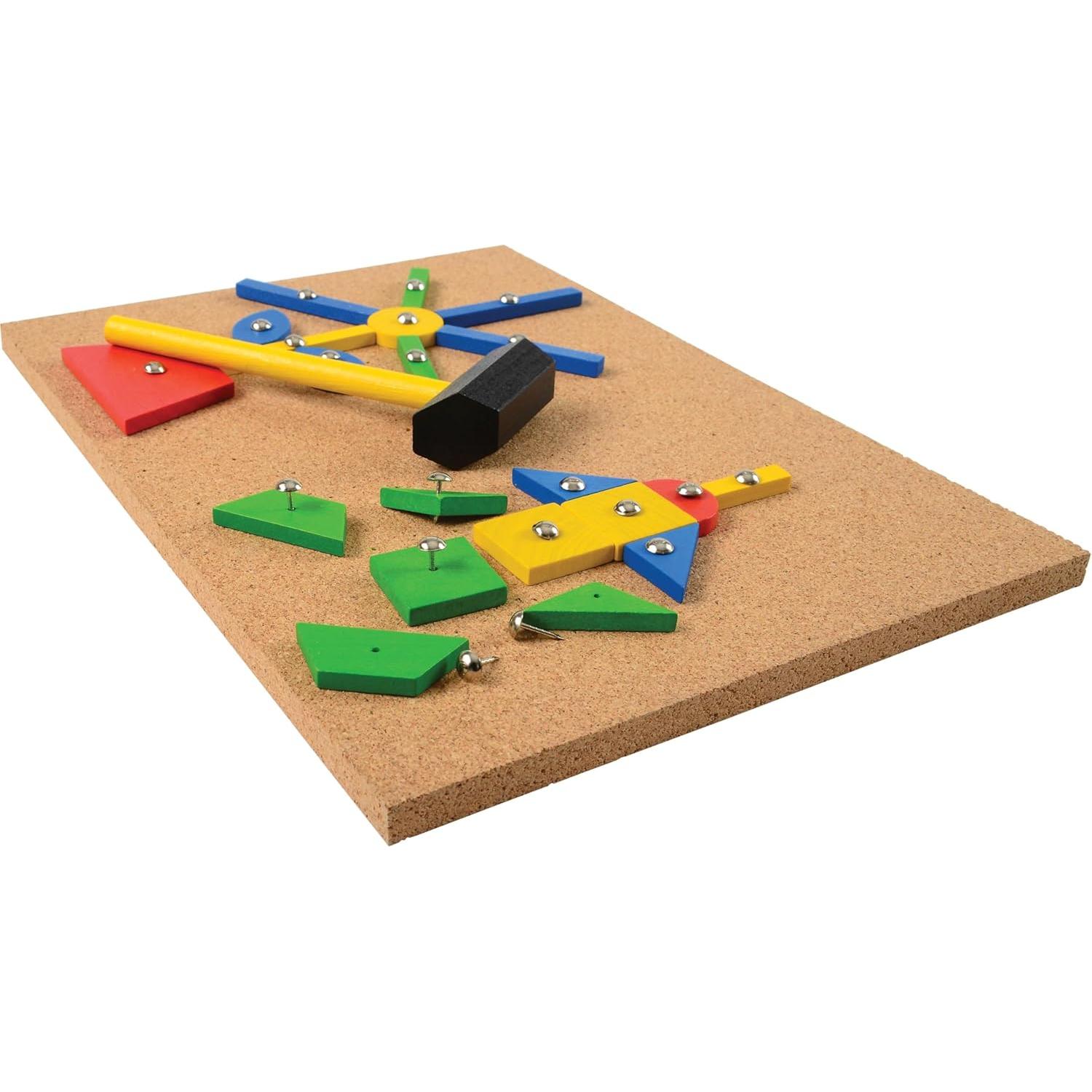 Kit de Diseño Montessori STEM - Martillo, Clavos y 60 Azulejos