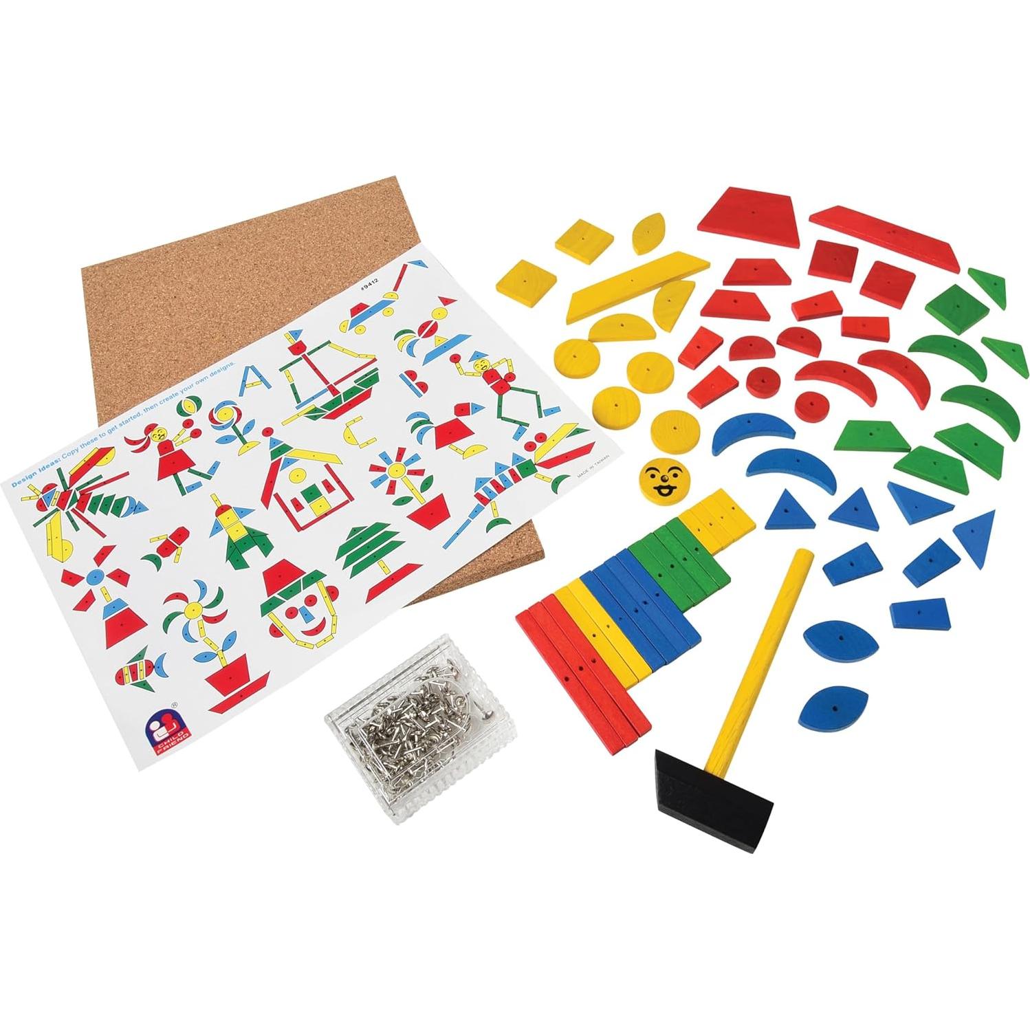 Kit de Diseño Montessori STEM - Martillo, Clavos y 60 Azulejos