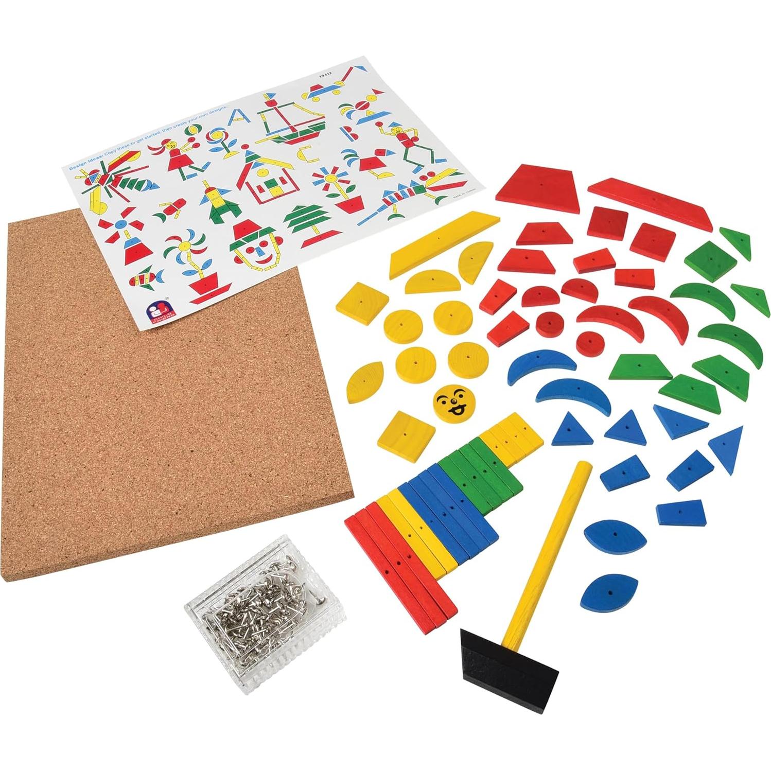 Kit de Diseño Montessori STEM - Martillo, Clavos y 60 Azulejos