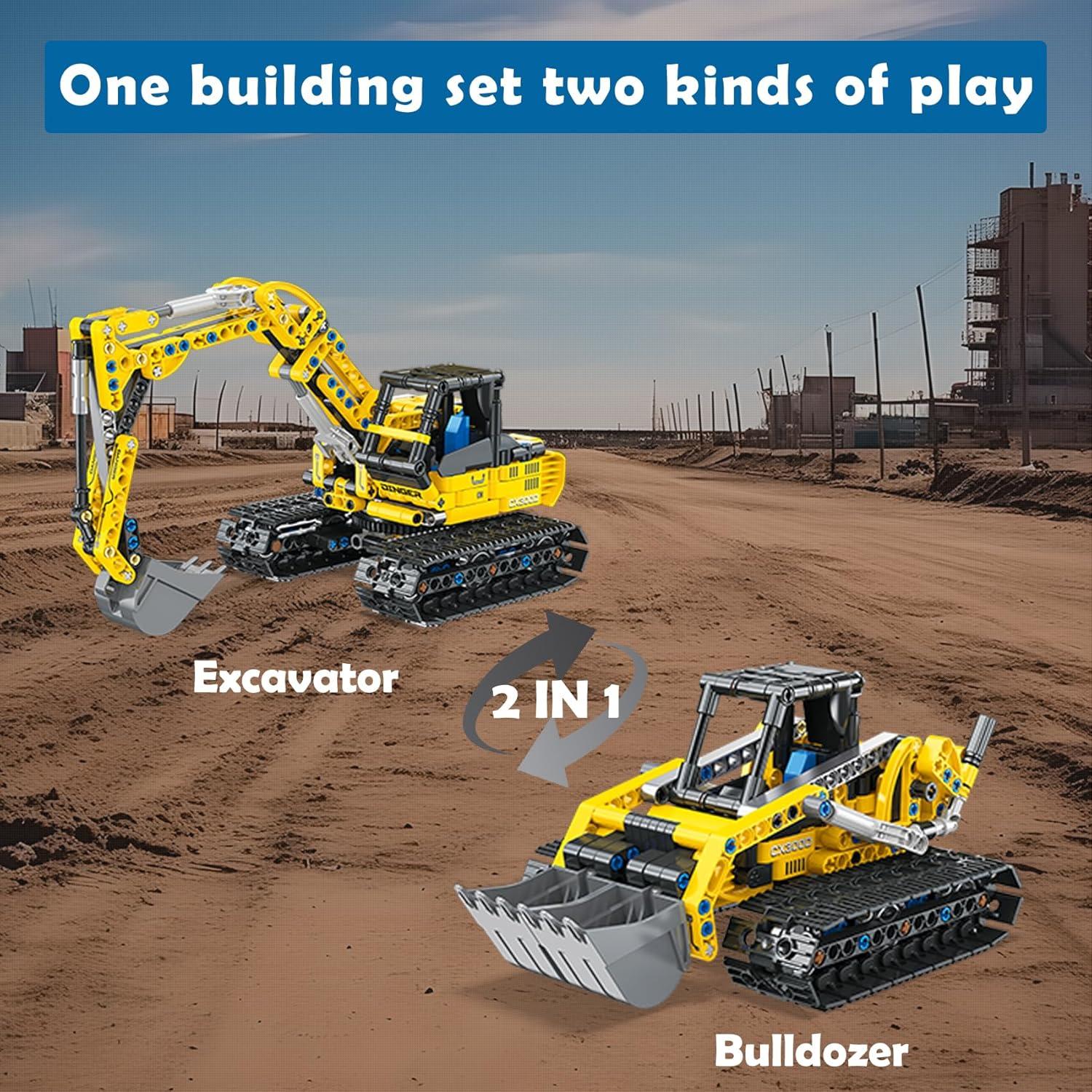 Kit de Construcción 2-en-1 BeepZipp - Excavadora y Bulldozer 399 Piezas