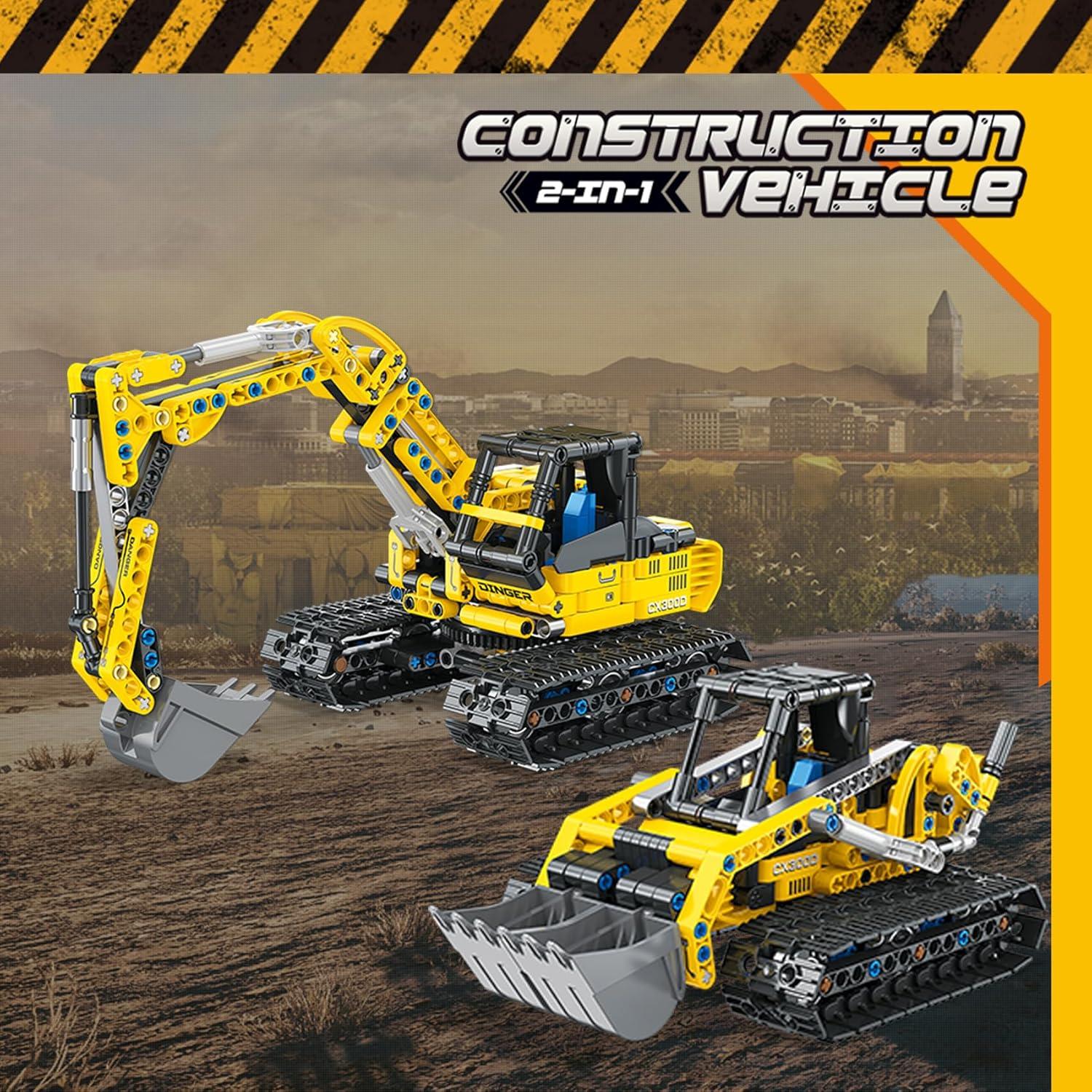 Kit de Construcción 2-en-1 BeepZipp - Excavadora y Bulldozer 399 Piezas