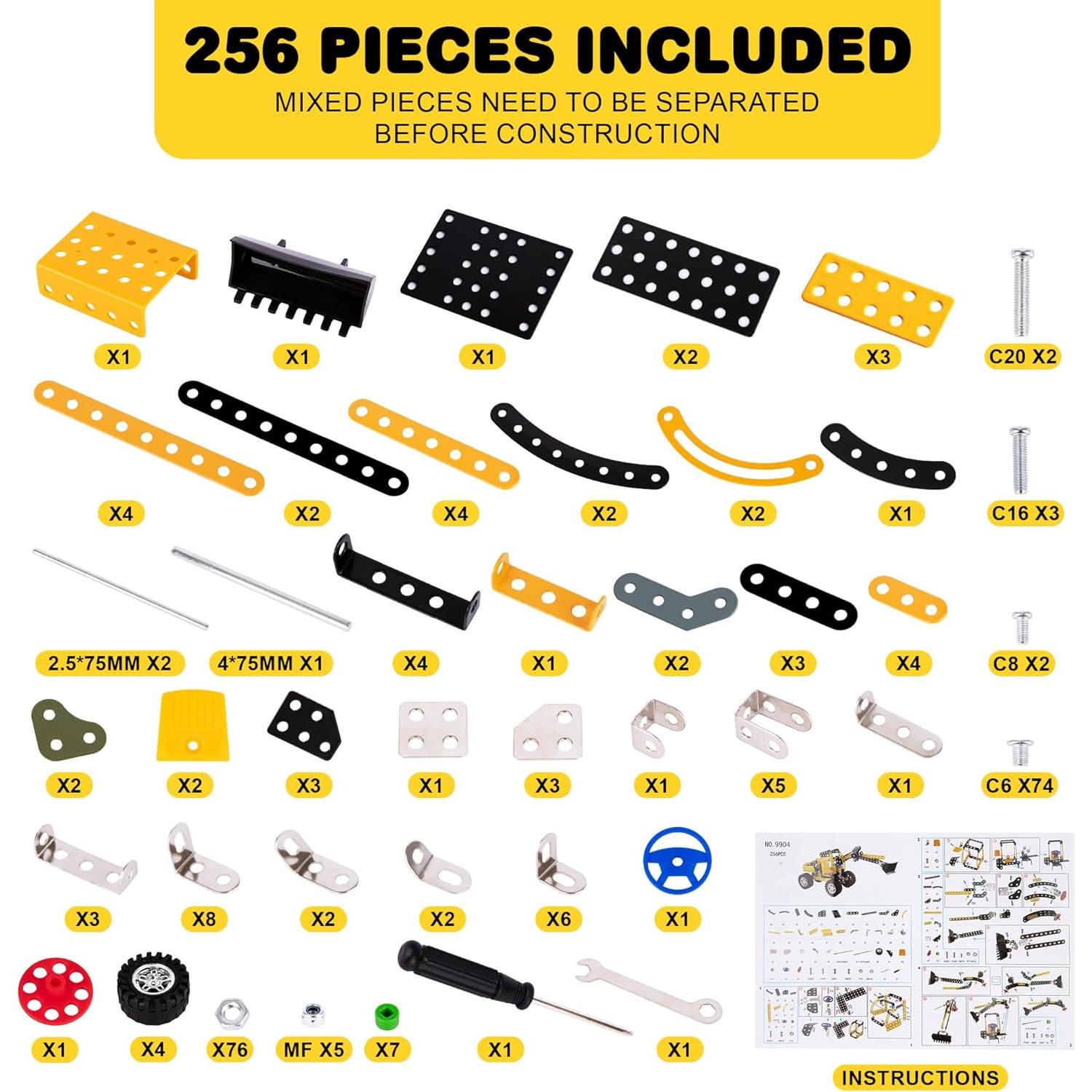 Kit de Construcción Excavadora Metal ArtCreativity 256 Piezas